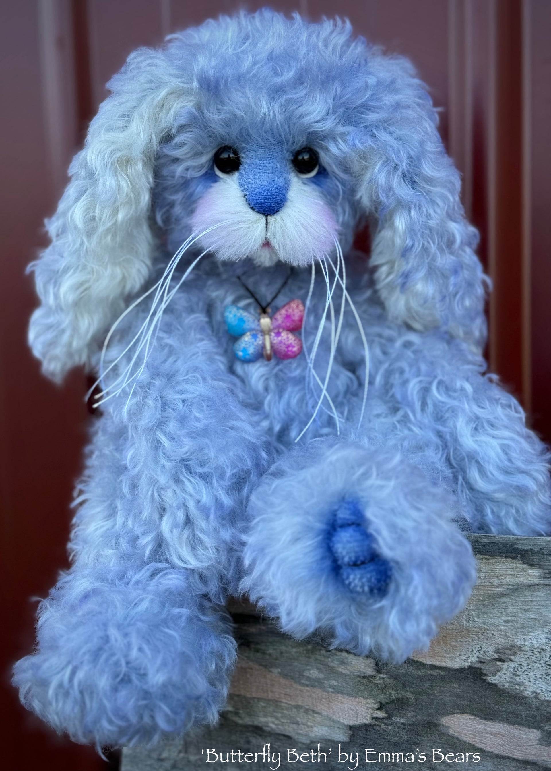 Butterfly Beth - 12" Hand-Dyed Kid Mohair EASTER Bunny by Emma's Bears - OOAK