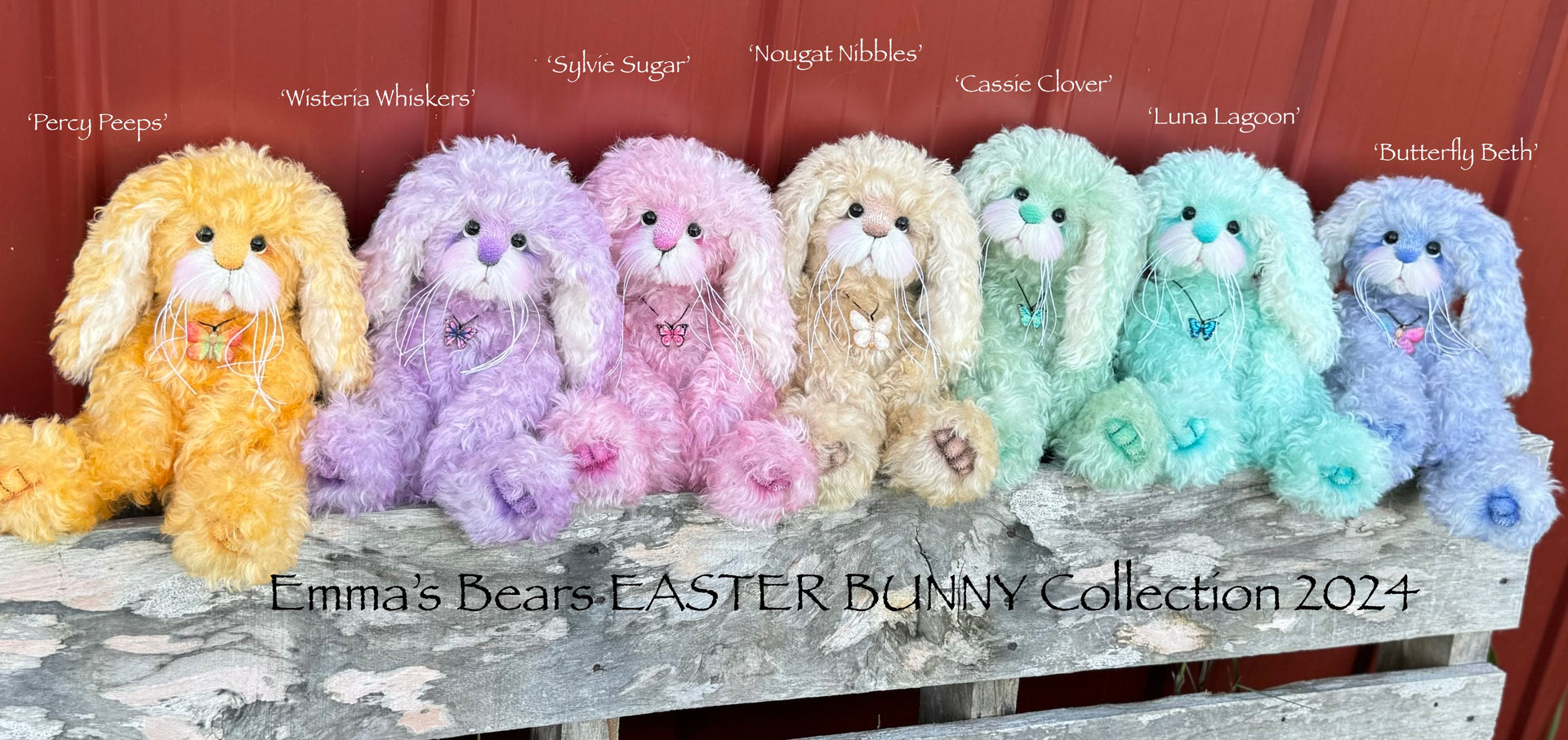 Butterfly Beth - 12" Hand-Dyed Kid Mohair EASTER Bunny by Emma's Bears - OOAK