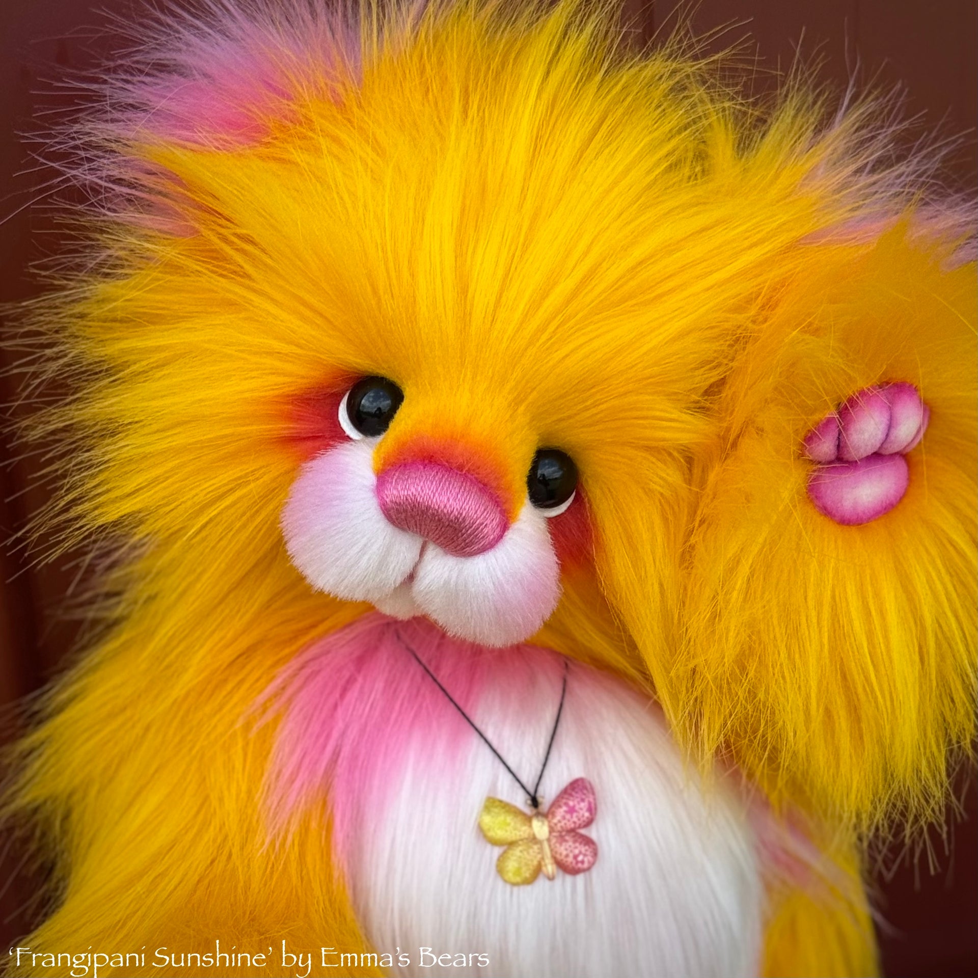 Frangipani Sunshine - 15" faux fur Artist Bear by Emma's Bears - OOAK