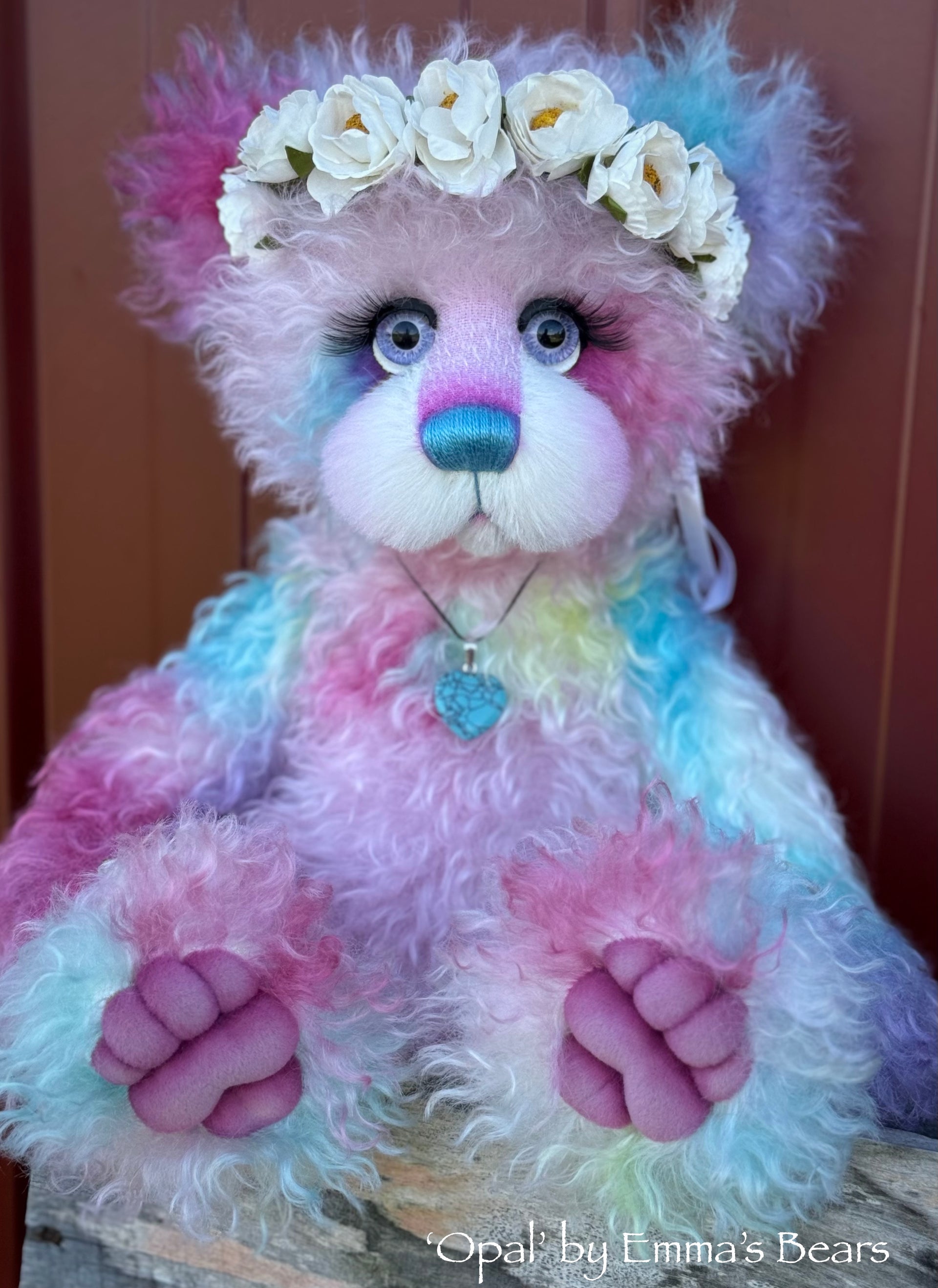 Opal - 16" Hand-dyed Curlylocks Mohair Artist Bear by Emma's Bears - OOAK