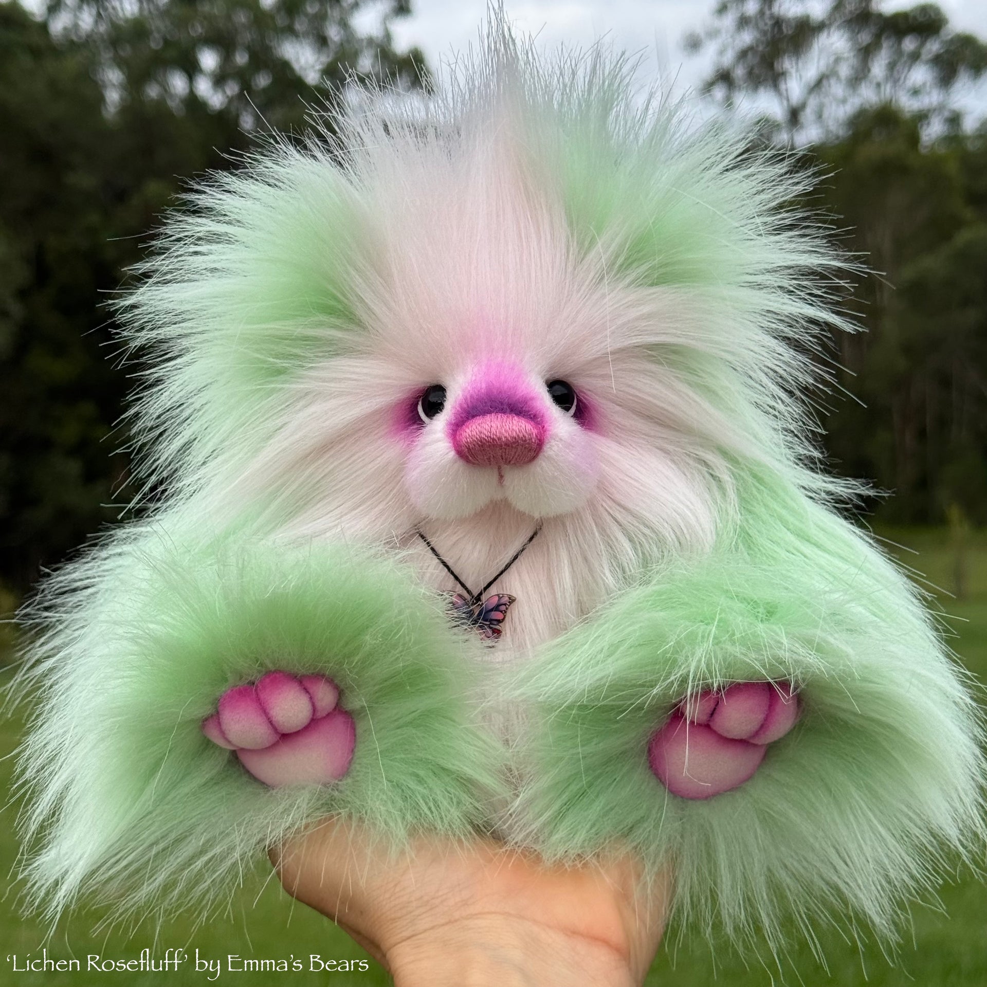 Lichen Rosefluff - 9" faux fur Artist Bear by Emma's Bears - OOAK