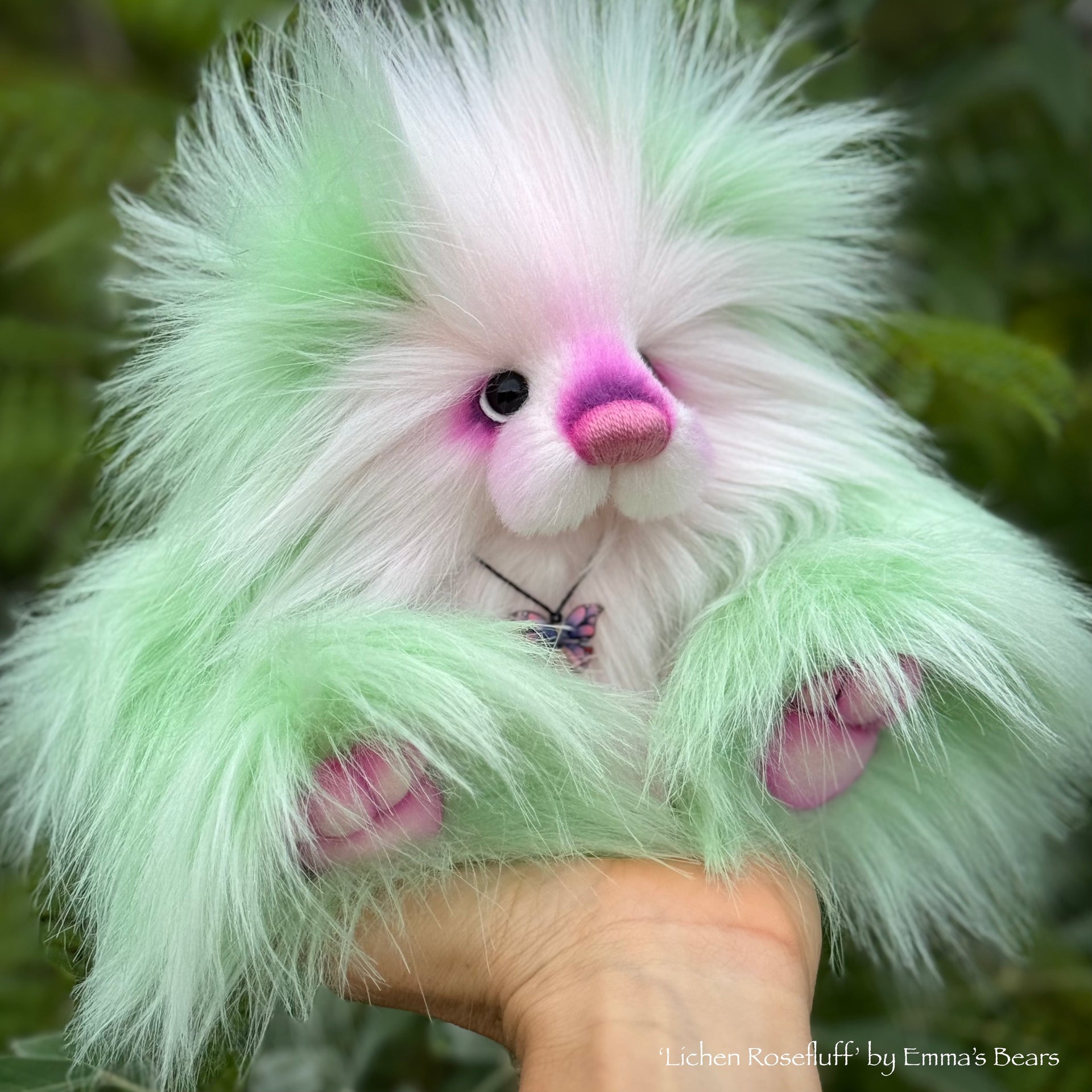 Lichen Rosefluff - 9" faux fur Artist Bear by Emma's Bears - OOAK