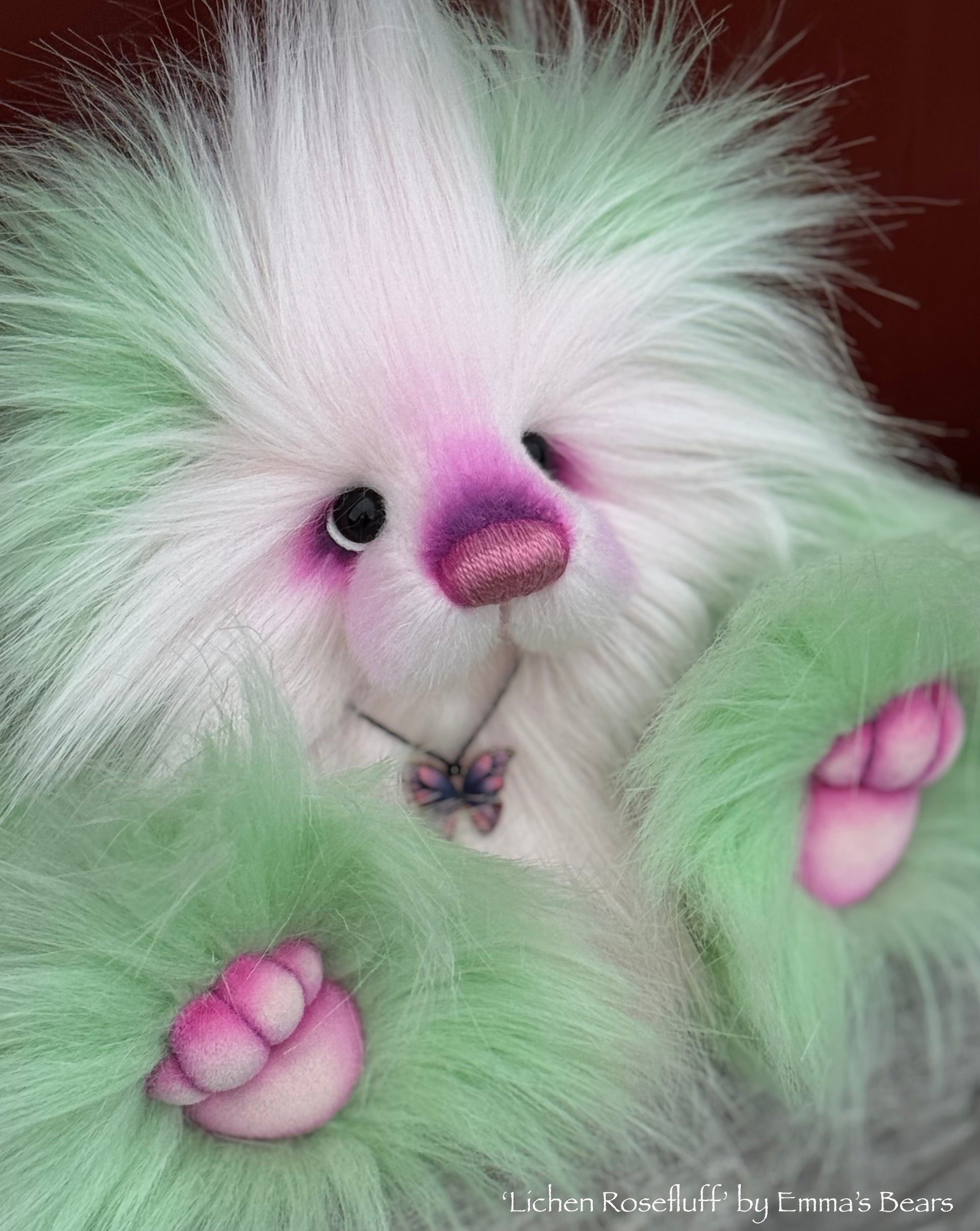 Lichen Rosefluff - 9" faux fur Artist Bear by Emma's Bears - OOAK