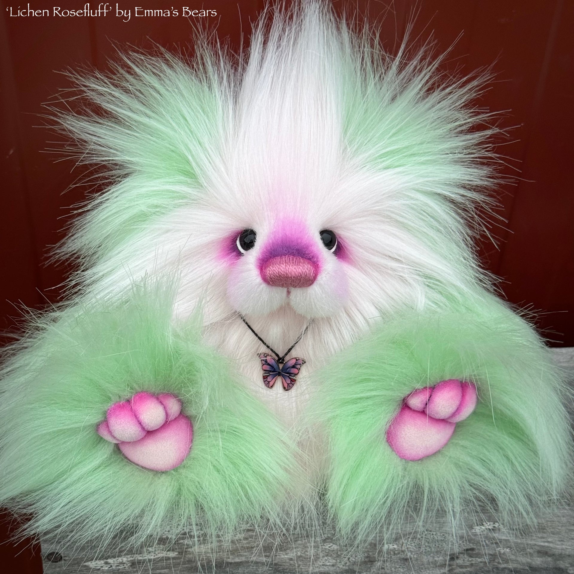 Lichen Rosefluff - 9" faux fur Artist Bear by Emma's Bears - OOAK