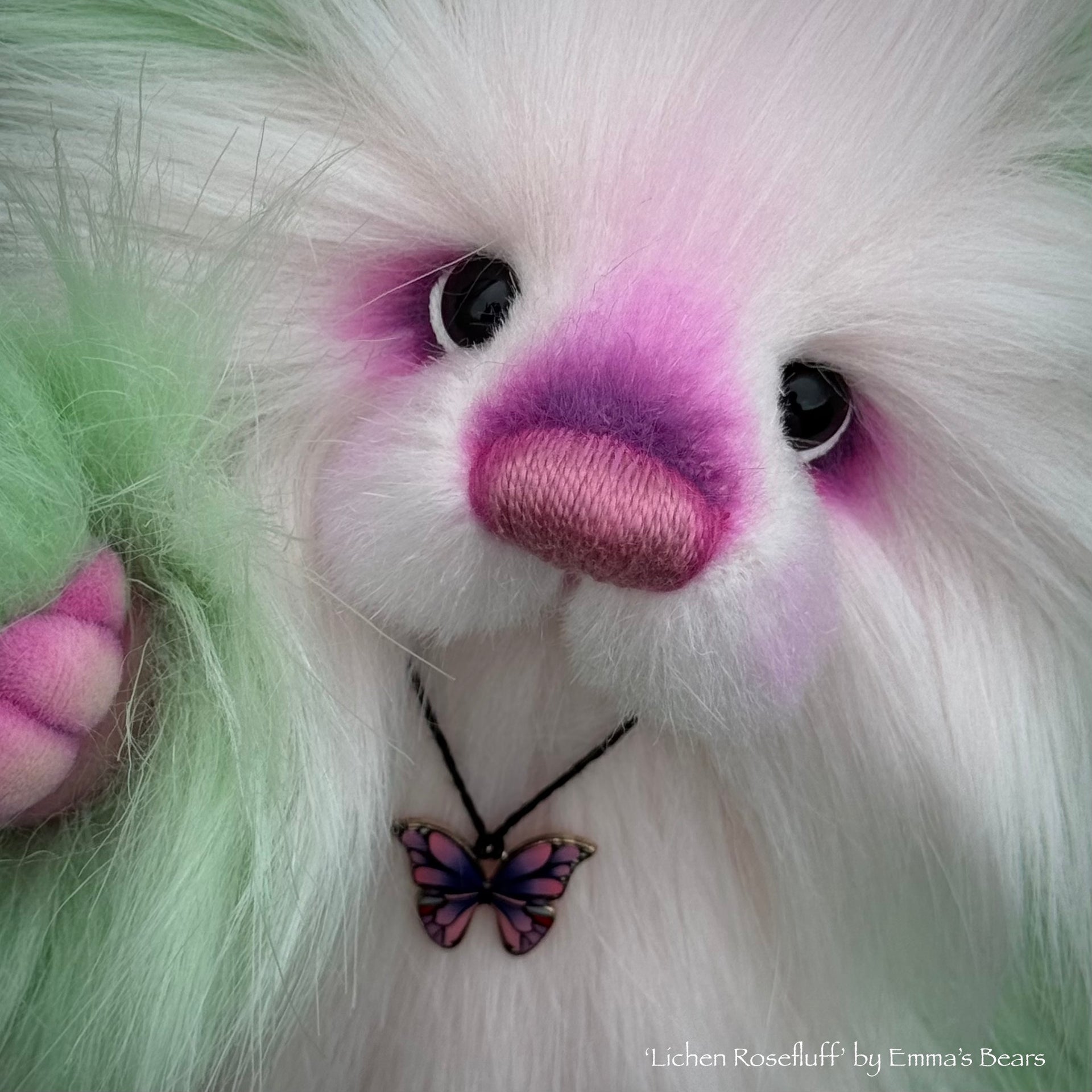 Lichen Rosefluff - 9" faux fur Artist Bear by Emma's Bears - OOAK