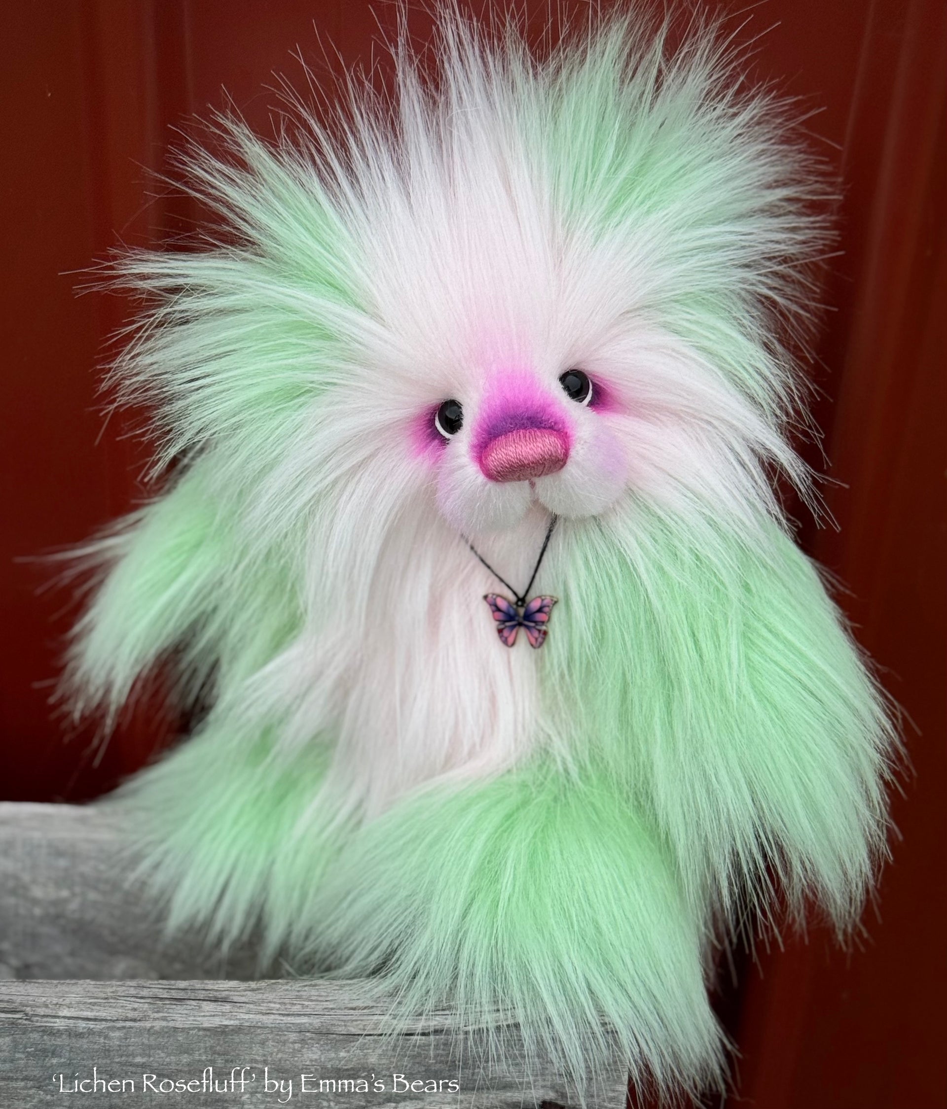Lichen Rosefluff - 9" faux fur Artist Bear by Emma's Bears - OOAK
