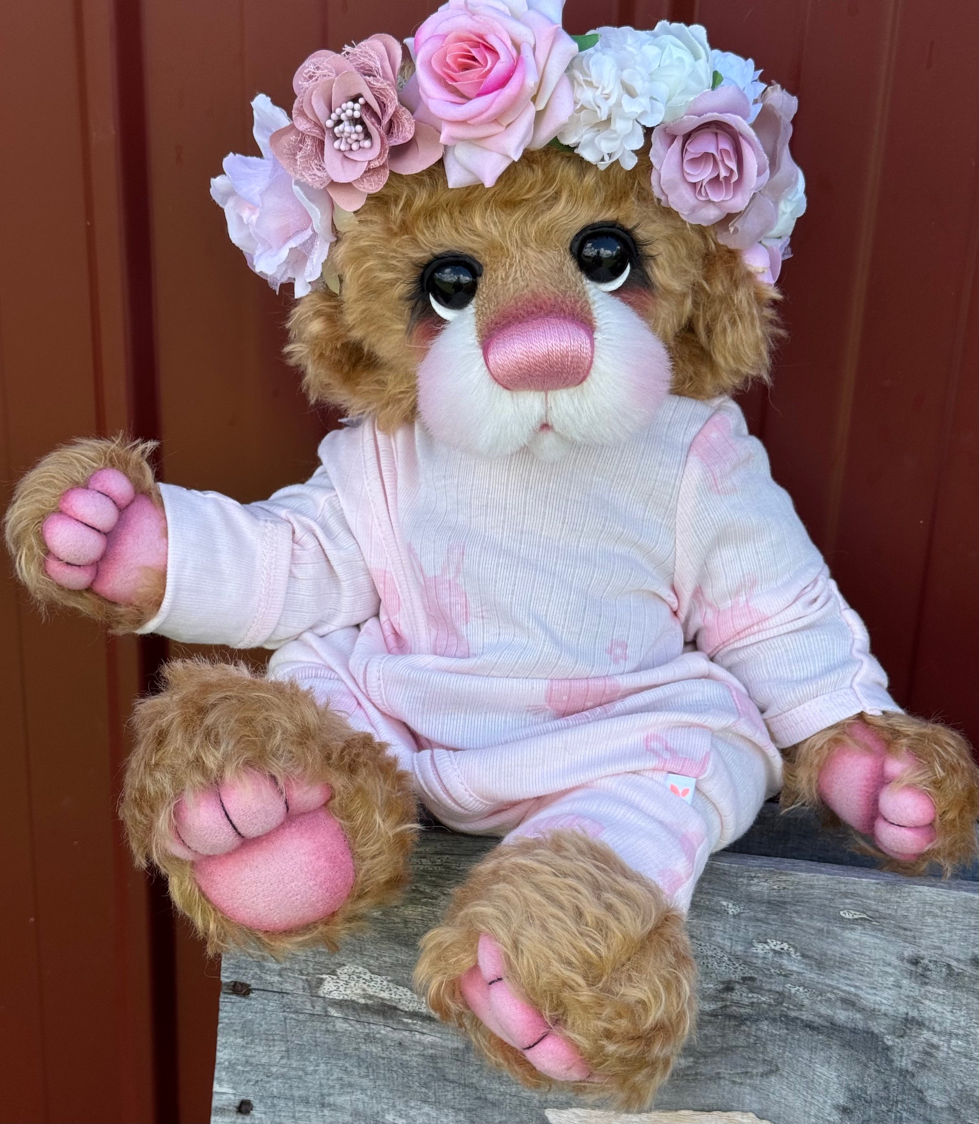 Lilibet Flower - 17" Golden Mohair EASTER Artist Bear by Emma's Bears - OOAK