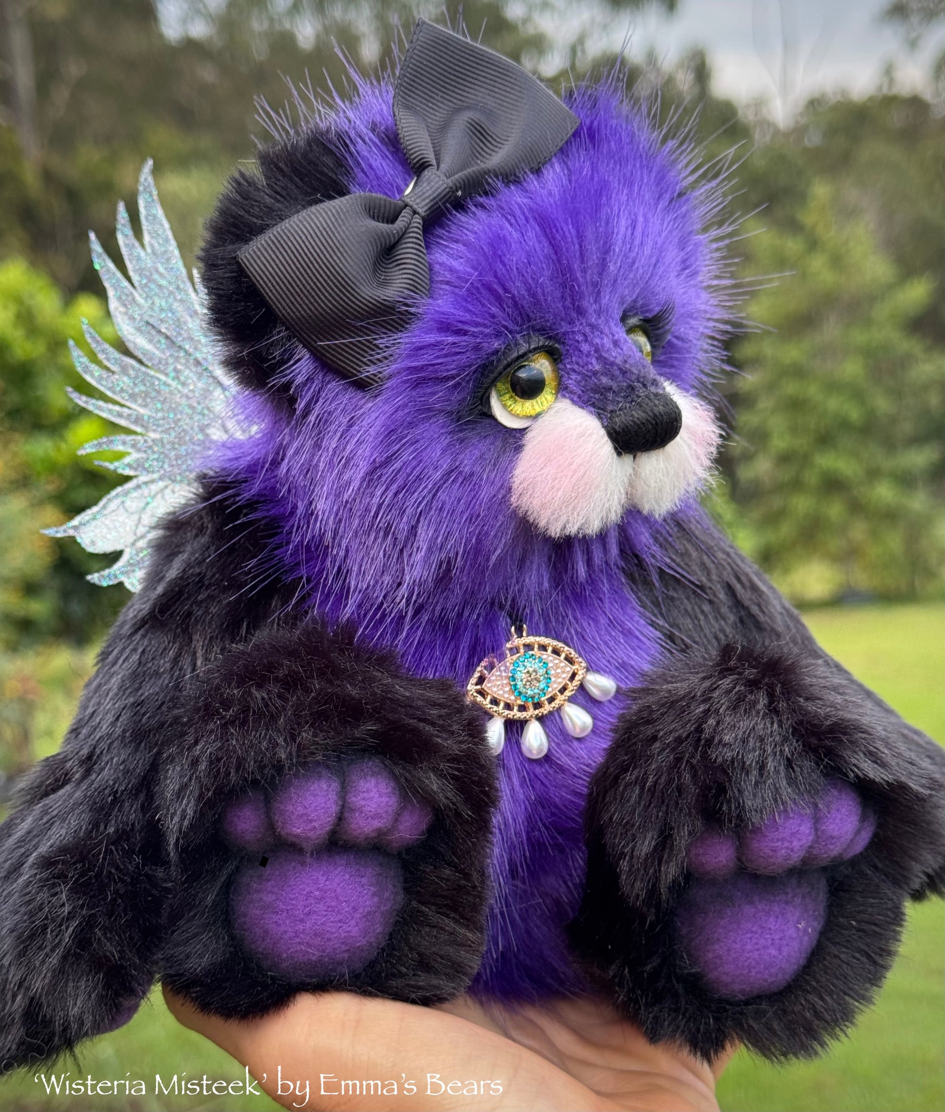 Wisteria Misteek - 10" Faux Fur artist fairy bear by Emma's Bears - OOAK