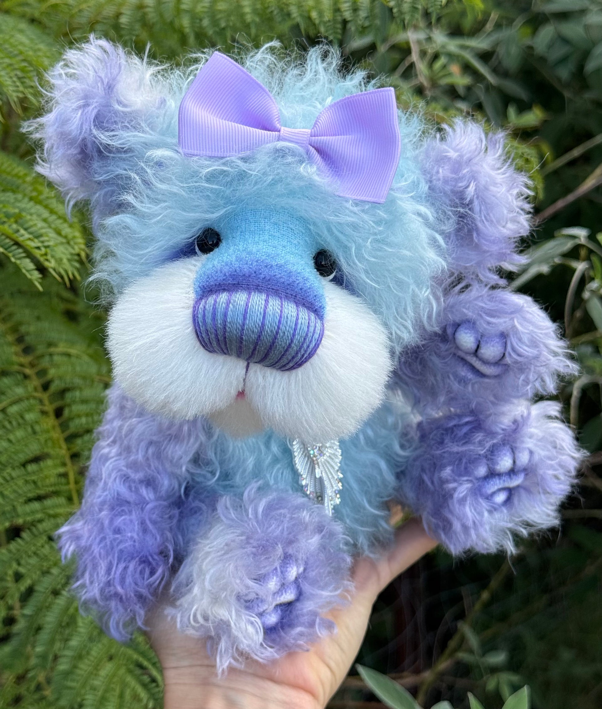 Echo - 11" Lavender and blue mohair artist bear by Emma's Bears - OOAK