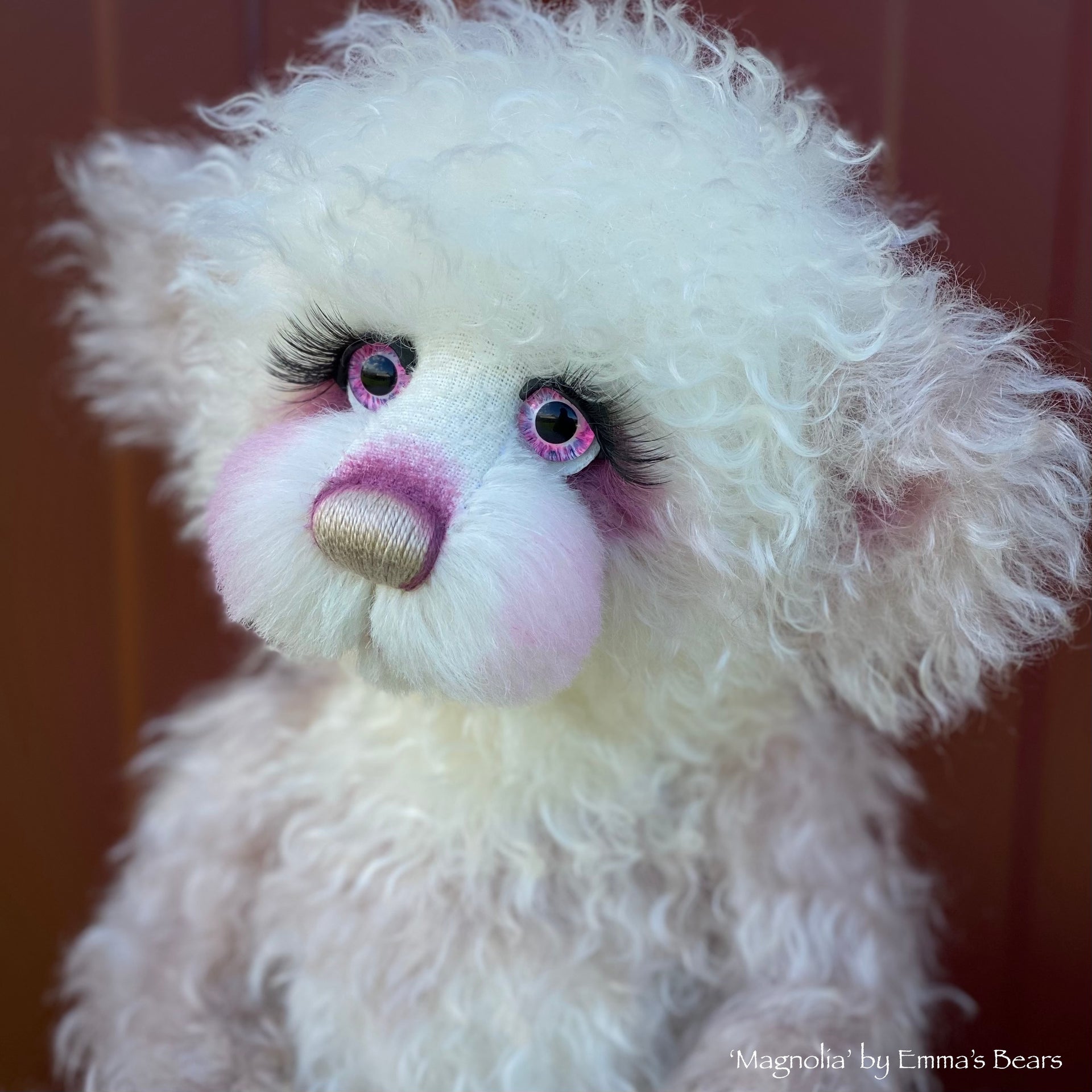 Magnolia - 16" Hand-dyed Curlylocks and Alpaca artist bear by Emma's Bears - OOAK