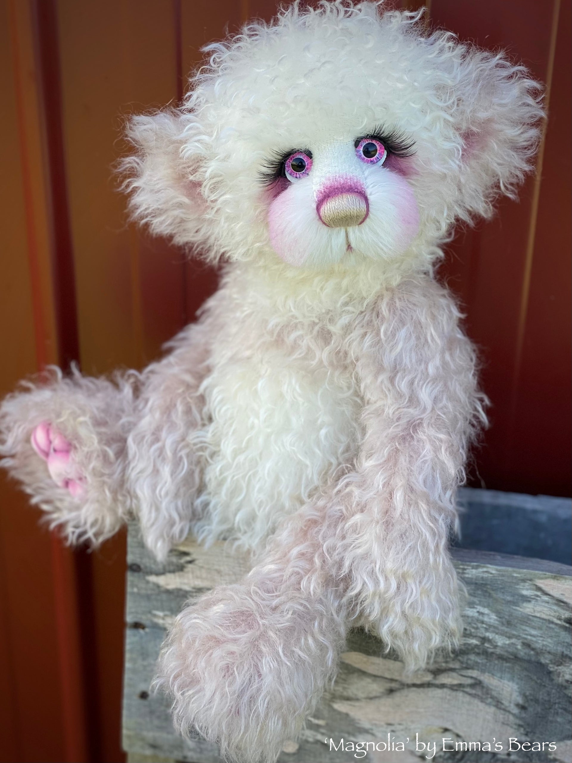 Magnolia - 16" Hand-dyed Curlylocks and Alpaca artist bear by Emma's Bears - OOAK