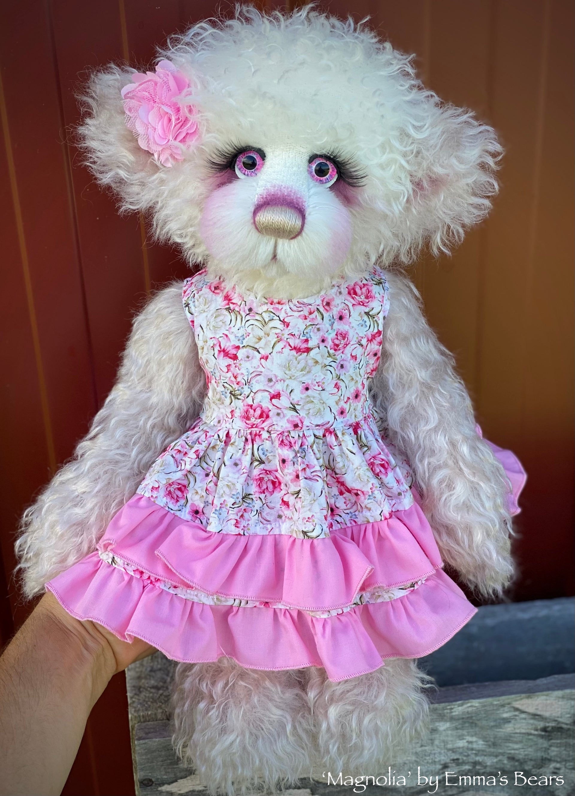 Magnolia - 16" Hand-dyed Curlylocks and Alpaca artist bear by Emma's Bears - OOAK