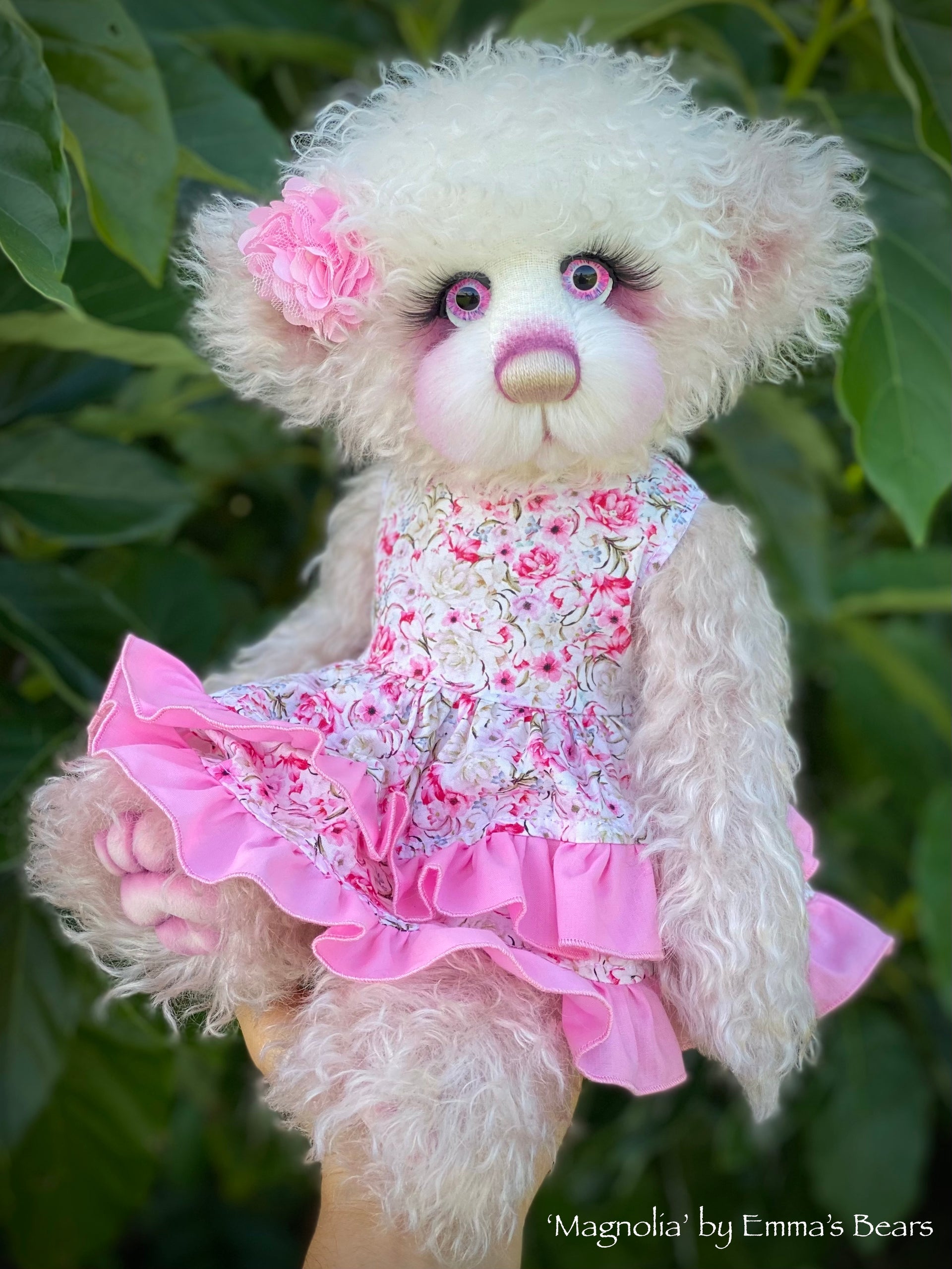 Magnolia - 16" Hand-dyed Curlylocks and Alpaca artist bear by Emma's Bears - OOAK