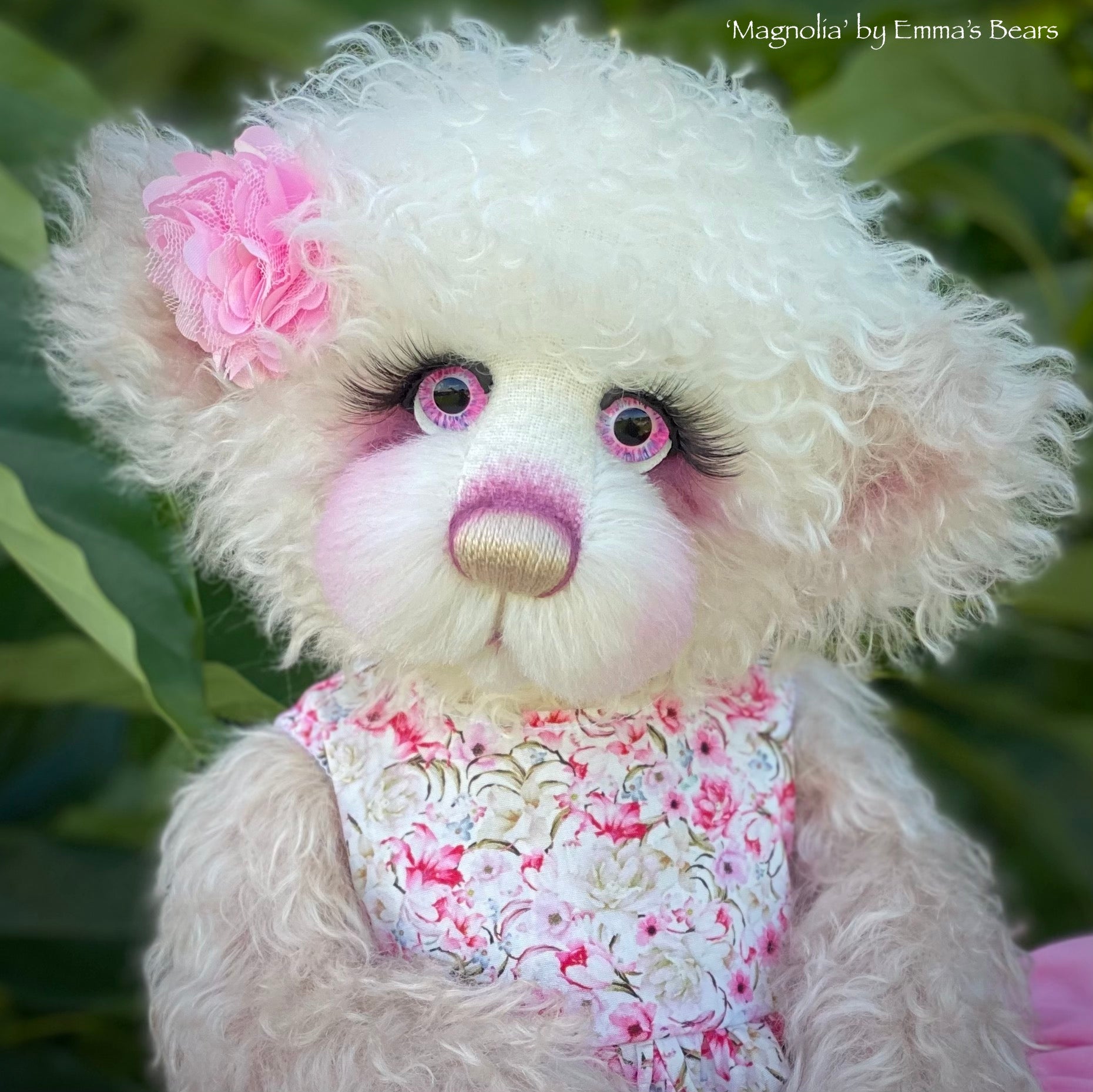 Magnolia - 16" Hand-dyed Curlylocks and Alpaca artist bear by Emma's Bears - OOAK