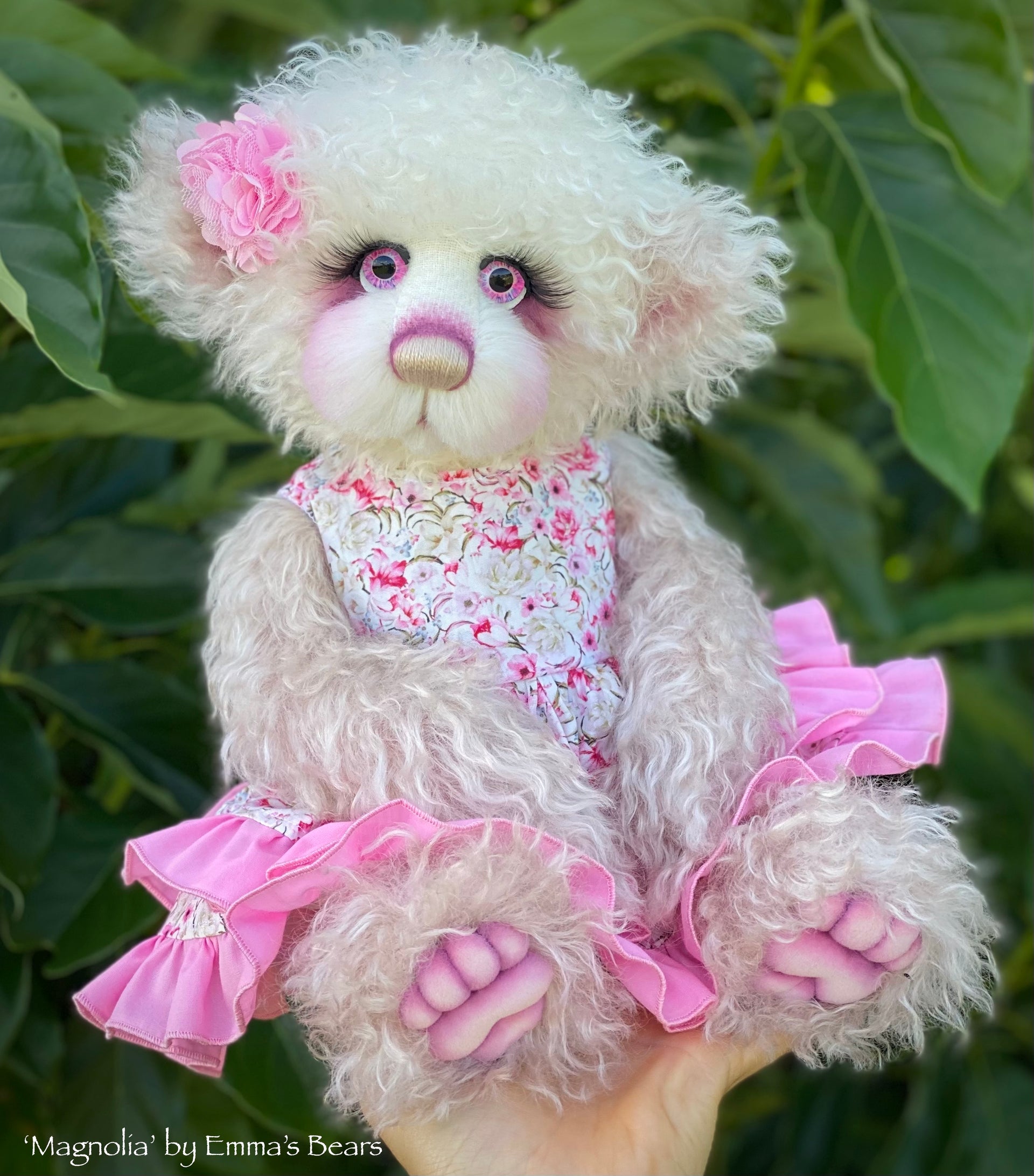 Magnolia - 16" Hand-dyed Curlylocks and Alpaca artist bear by Emma's Bears - OOAK