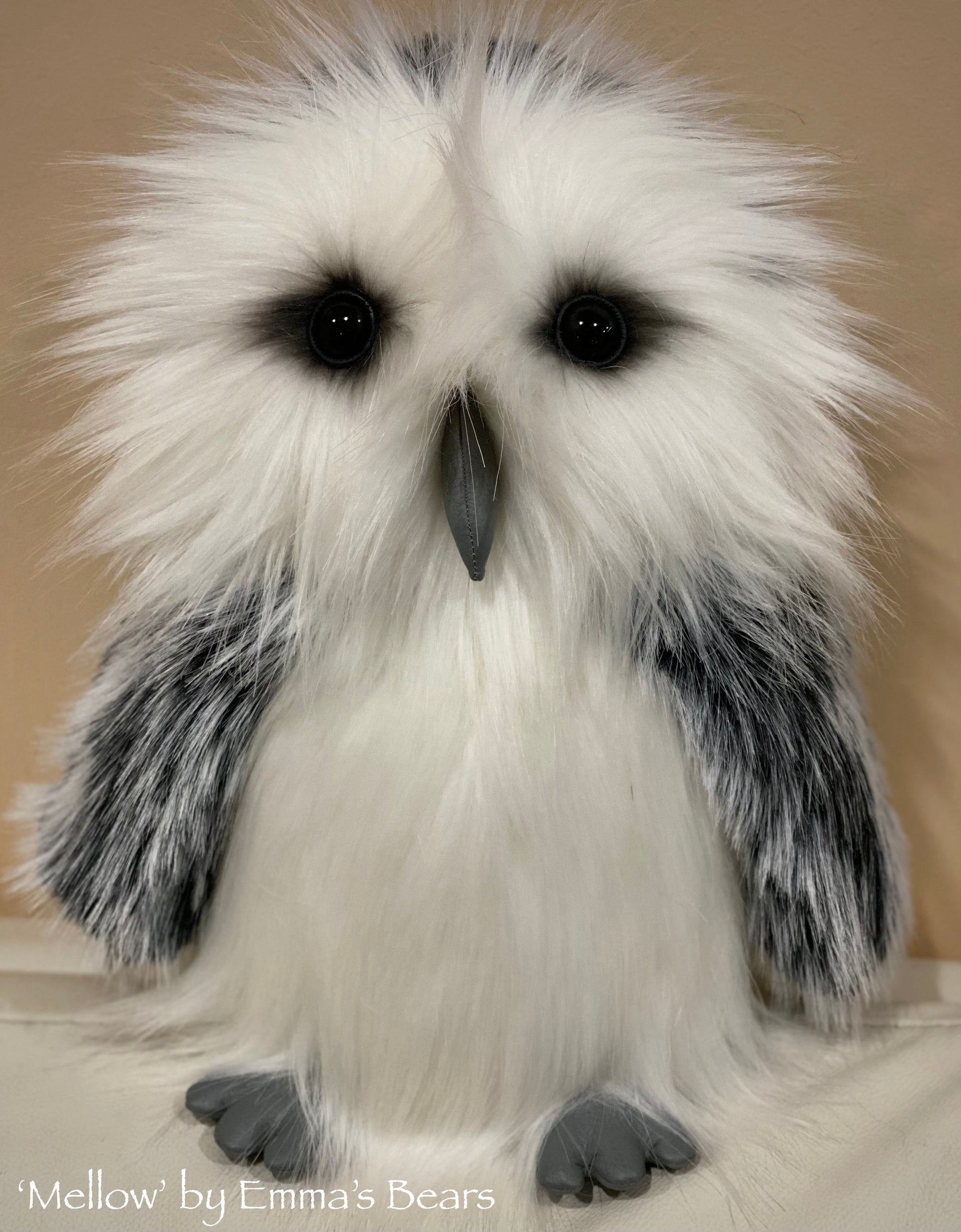 Mellow - 13" faux fur Artist OWL Bear by Emmas Bears - OOAK