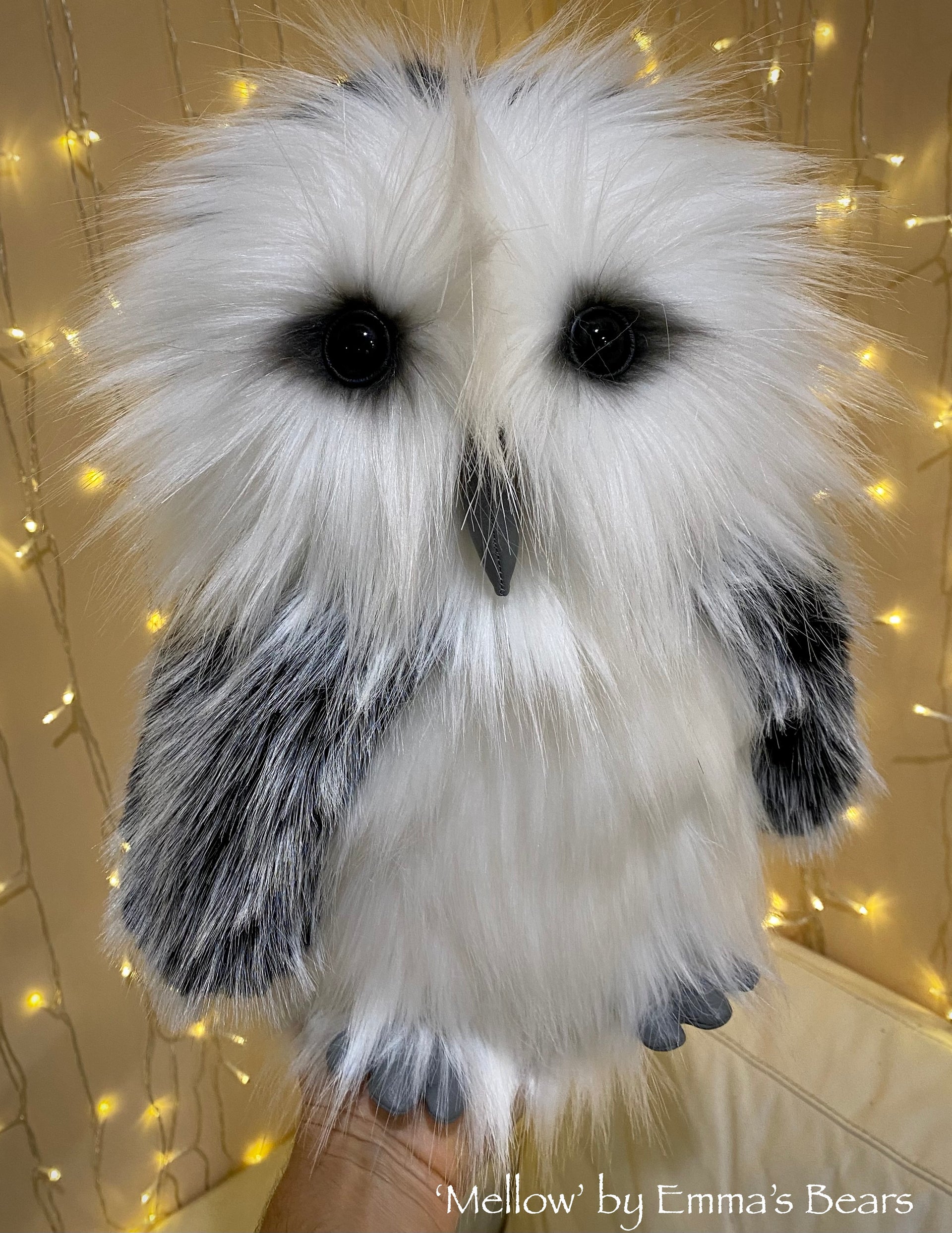 Mellow - 13" faux fur Artist OWL Bear by Emmas Bears - OOAK