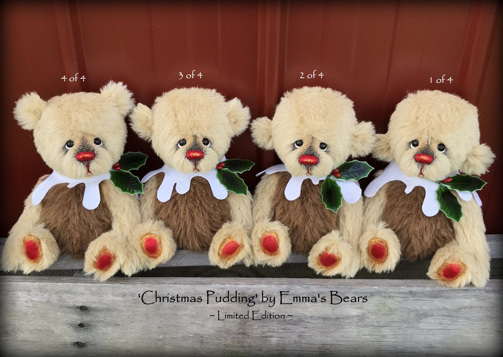 Christmas Pudding L/E 1 of 4 - Handmade ALPACA artist bear by Emma's Bears