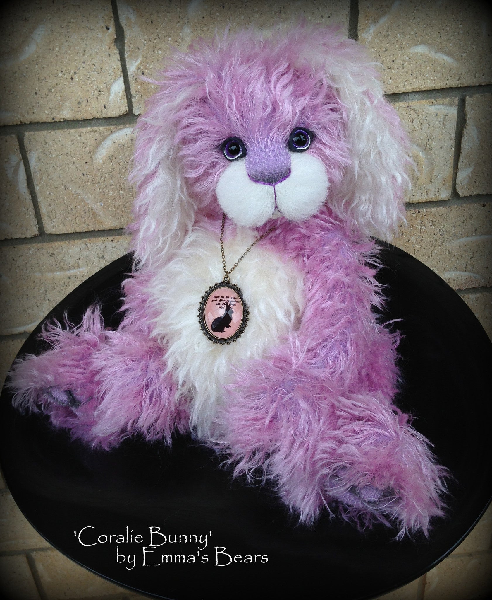 Coralie Bunny - 17" purple and white mohair artist bear - OOAK by Emma's Bears
