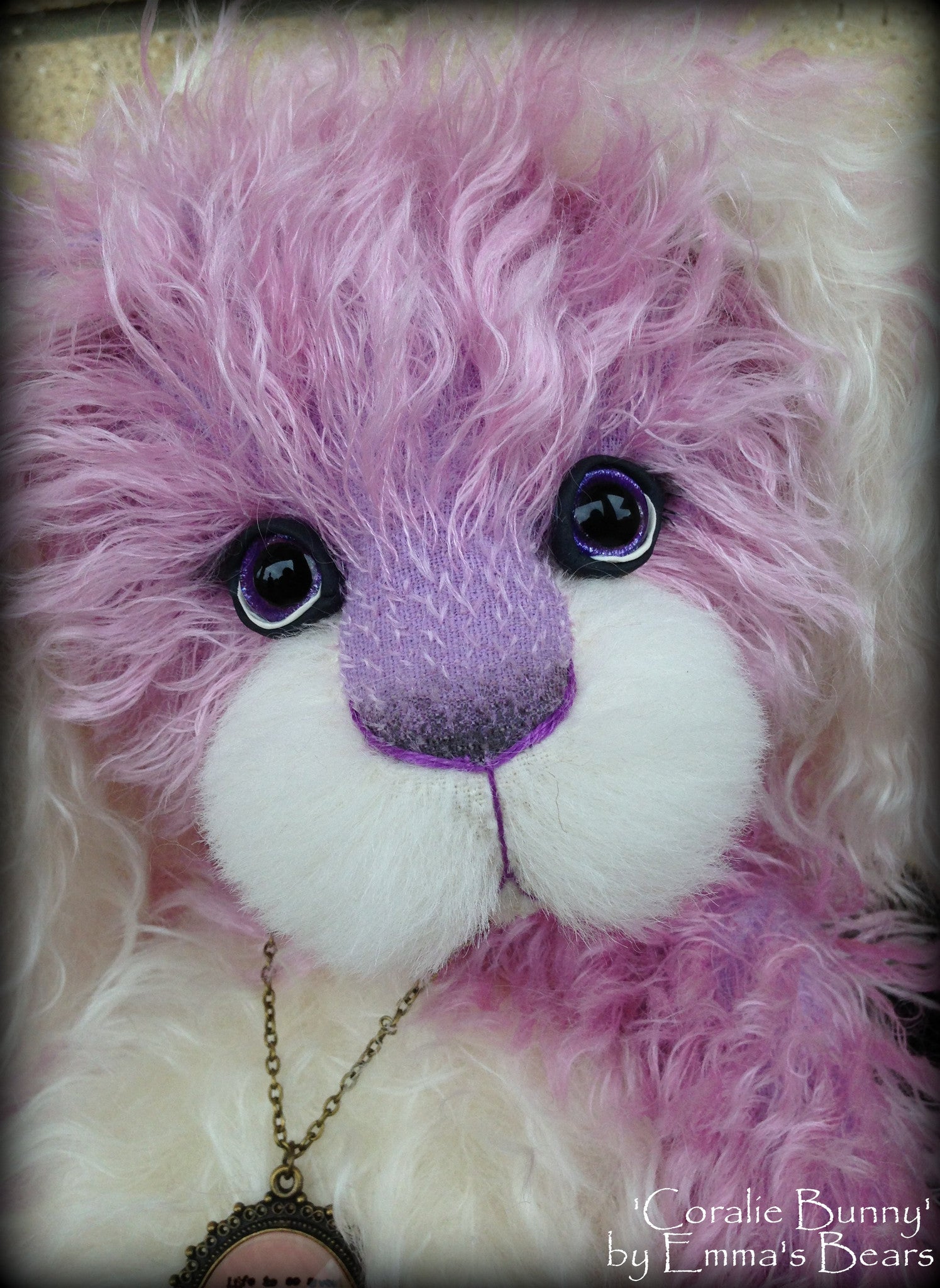 Coralie Bunny - 17" purple and white mohair artist bear - OOAK by Emma's Bears