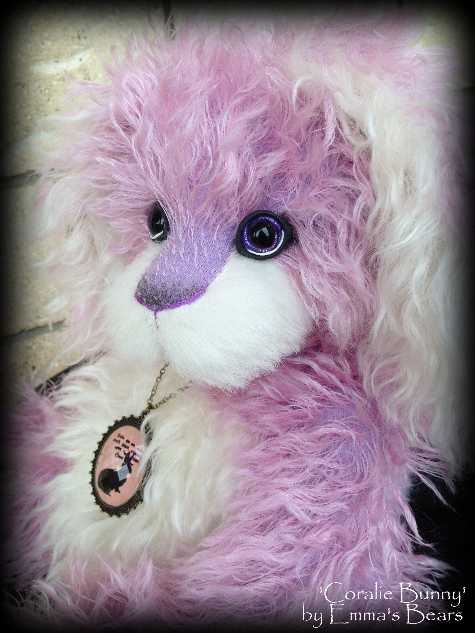 Coralie Bunny - 17" purple and white mohair artist bear - OOAK by Emma's Bears