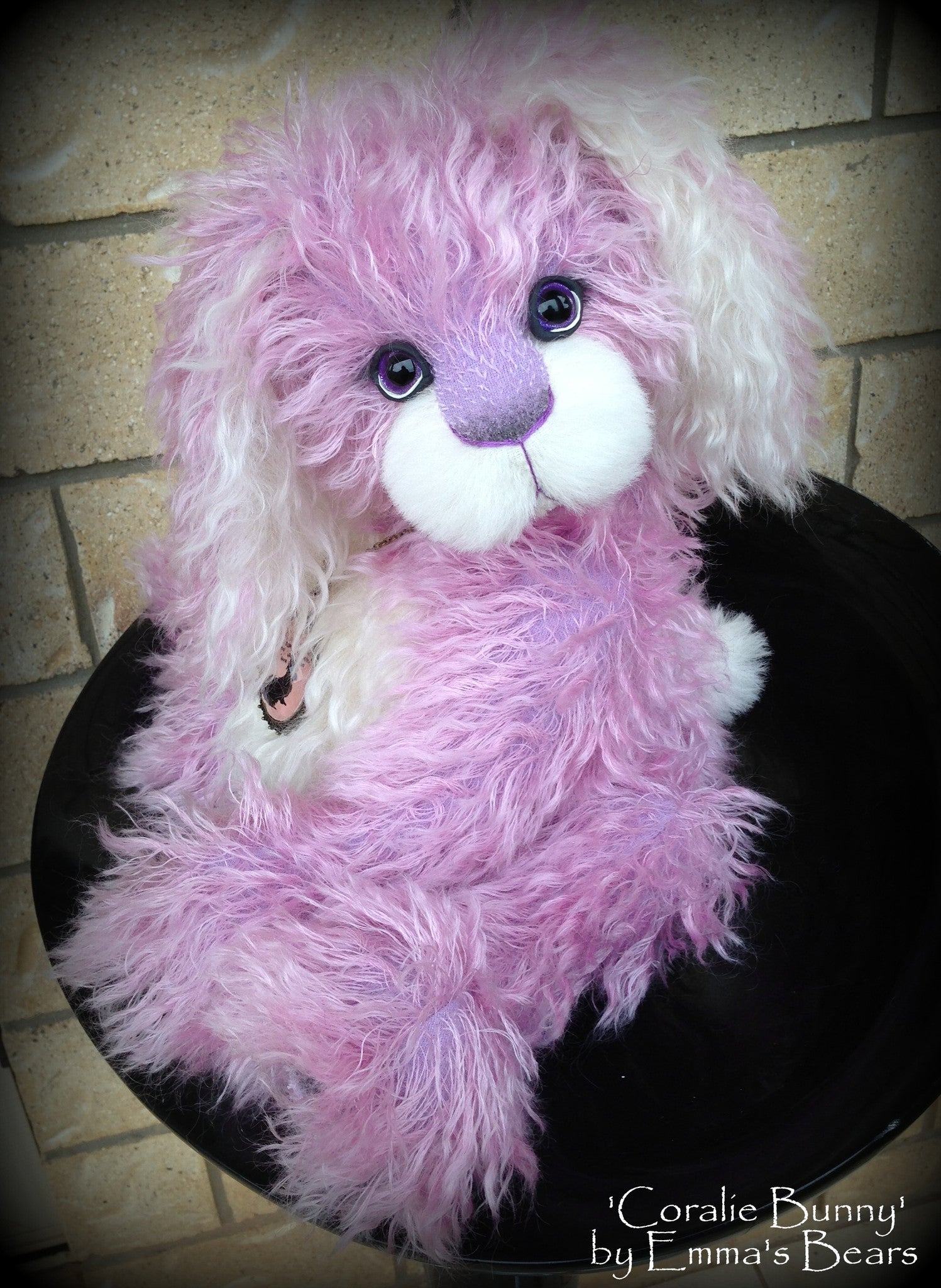 Coralie Bunny - 17" purple and white mohair artist bear - OOAK by Emma's Bears