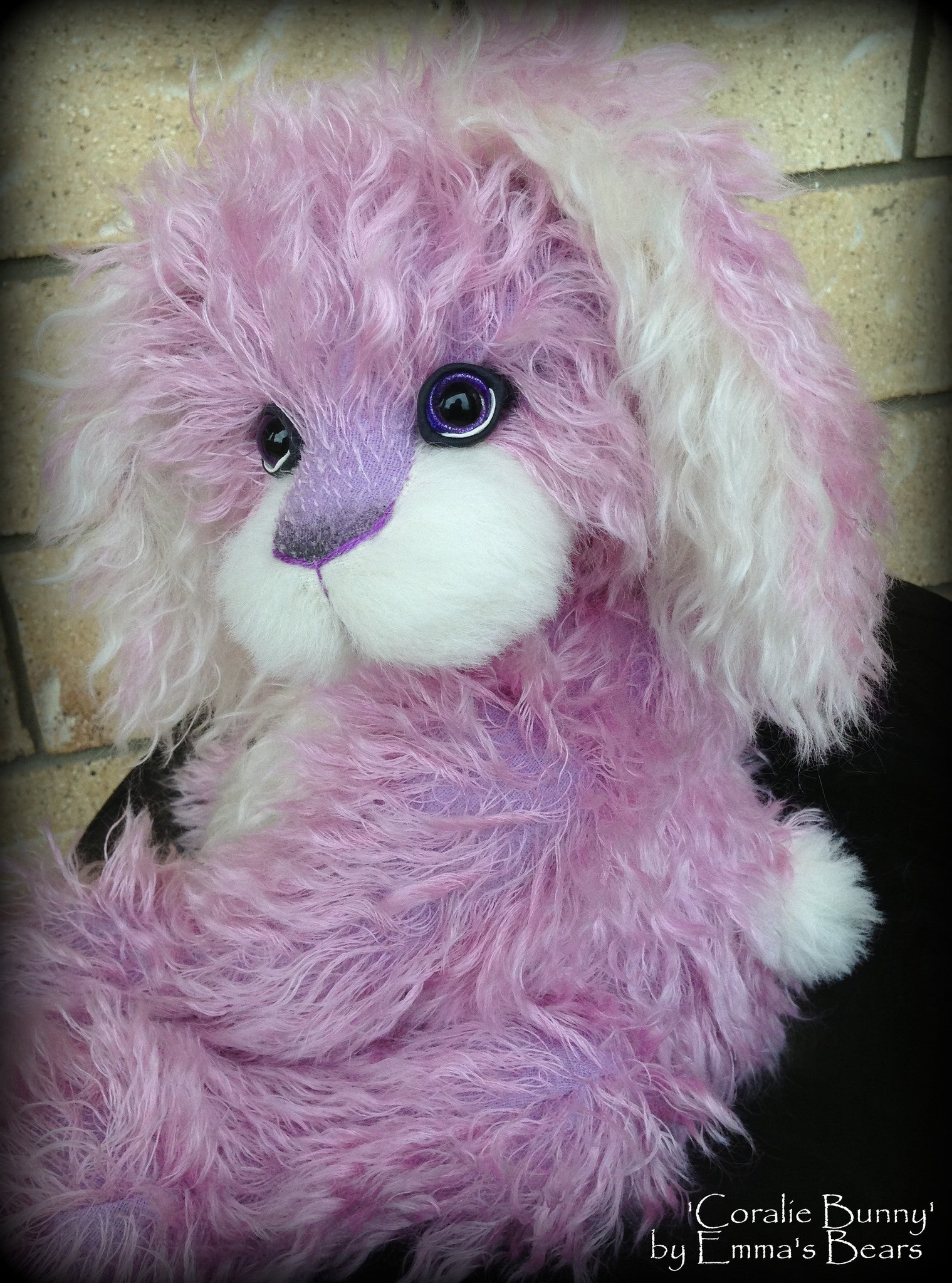 Coralie Bunny - 17" purple and white mohair artist bear - OOAK by Emma's Bears