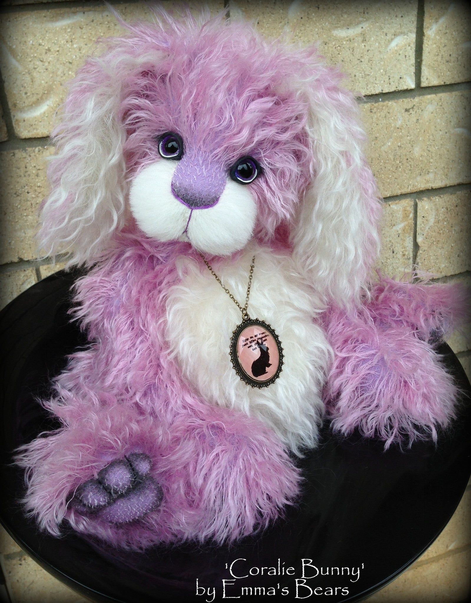Coralie Bunny - 17" purple and white mohair artist bear - OOAK by Emma's Bears