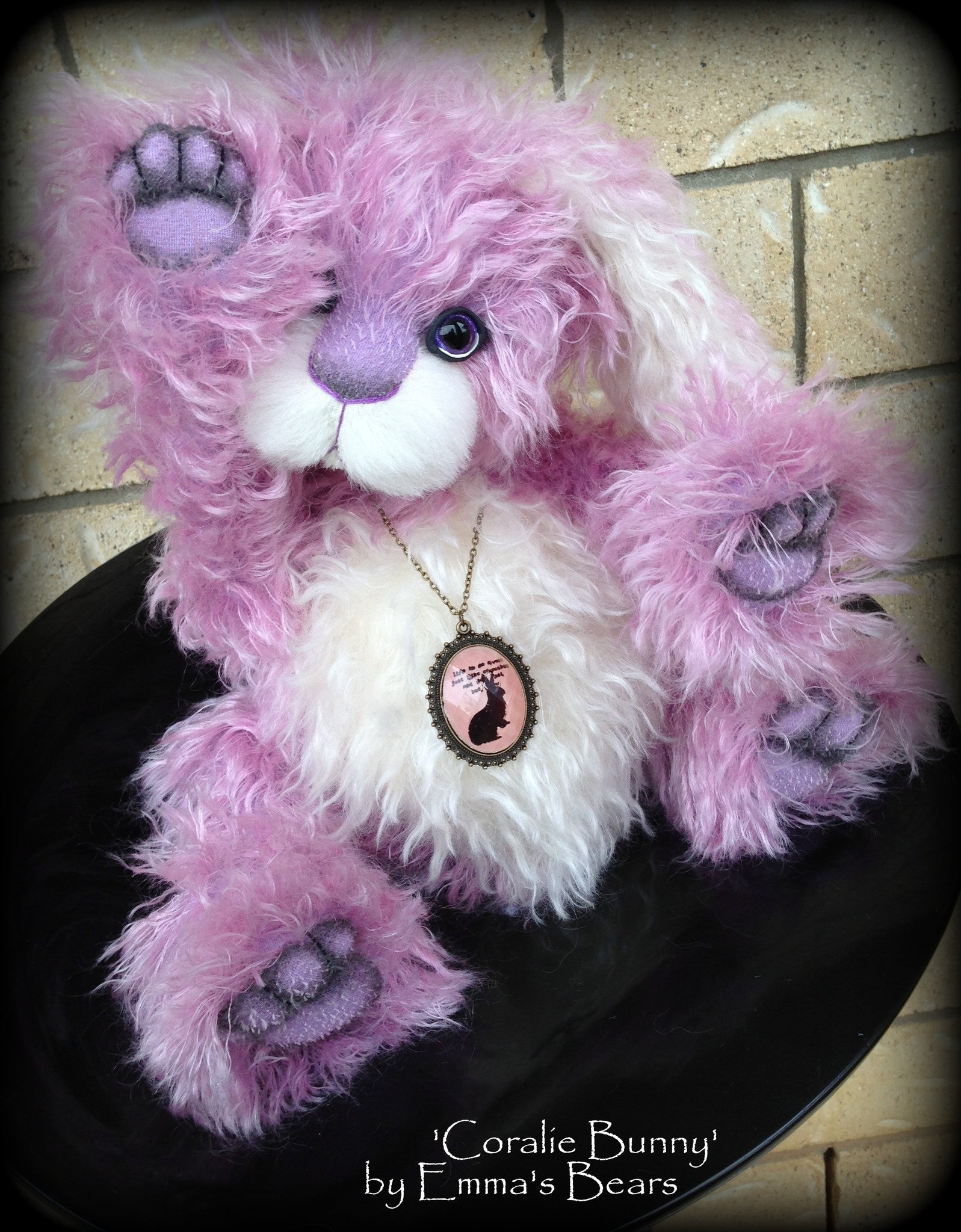 Coralie Bunny - 17" purple and white mohair artist bear - OOAK by Emma's Bears