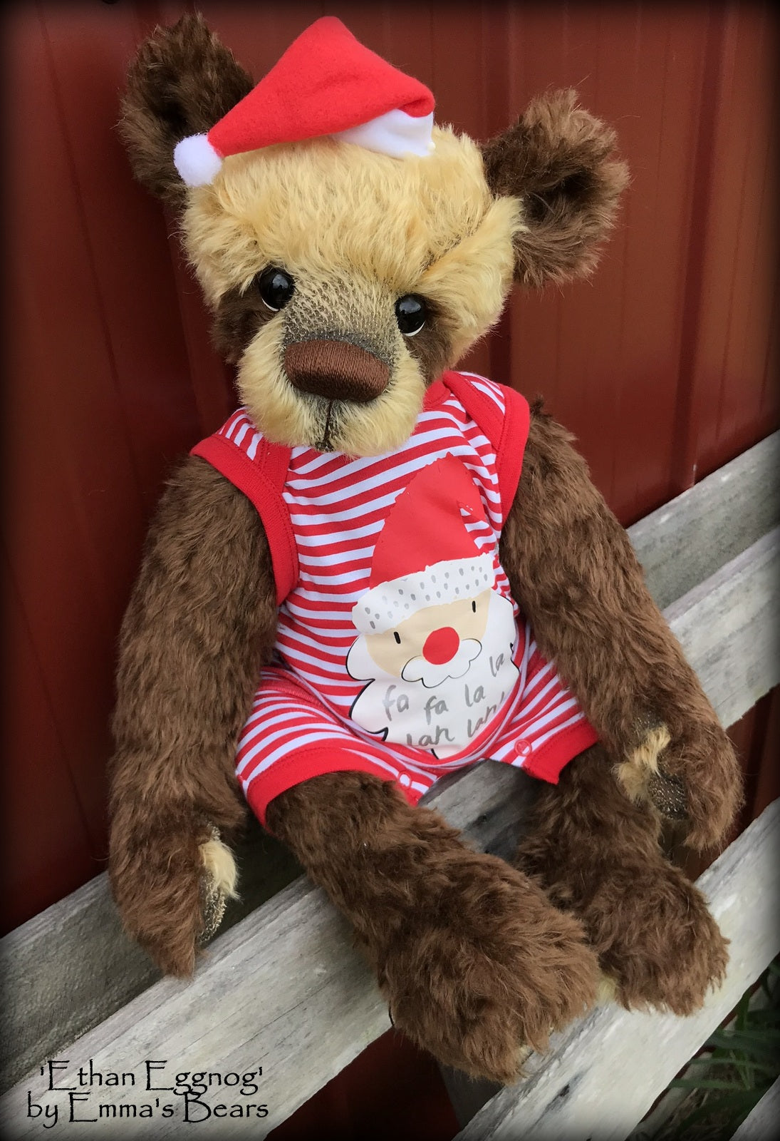 Ethan Eggnog - 21" mohair Artist toddler style Panda Bear by Emma's Bears - OOAK