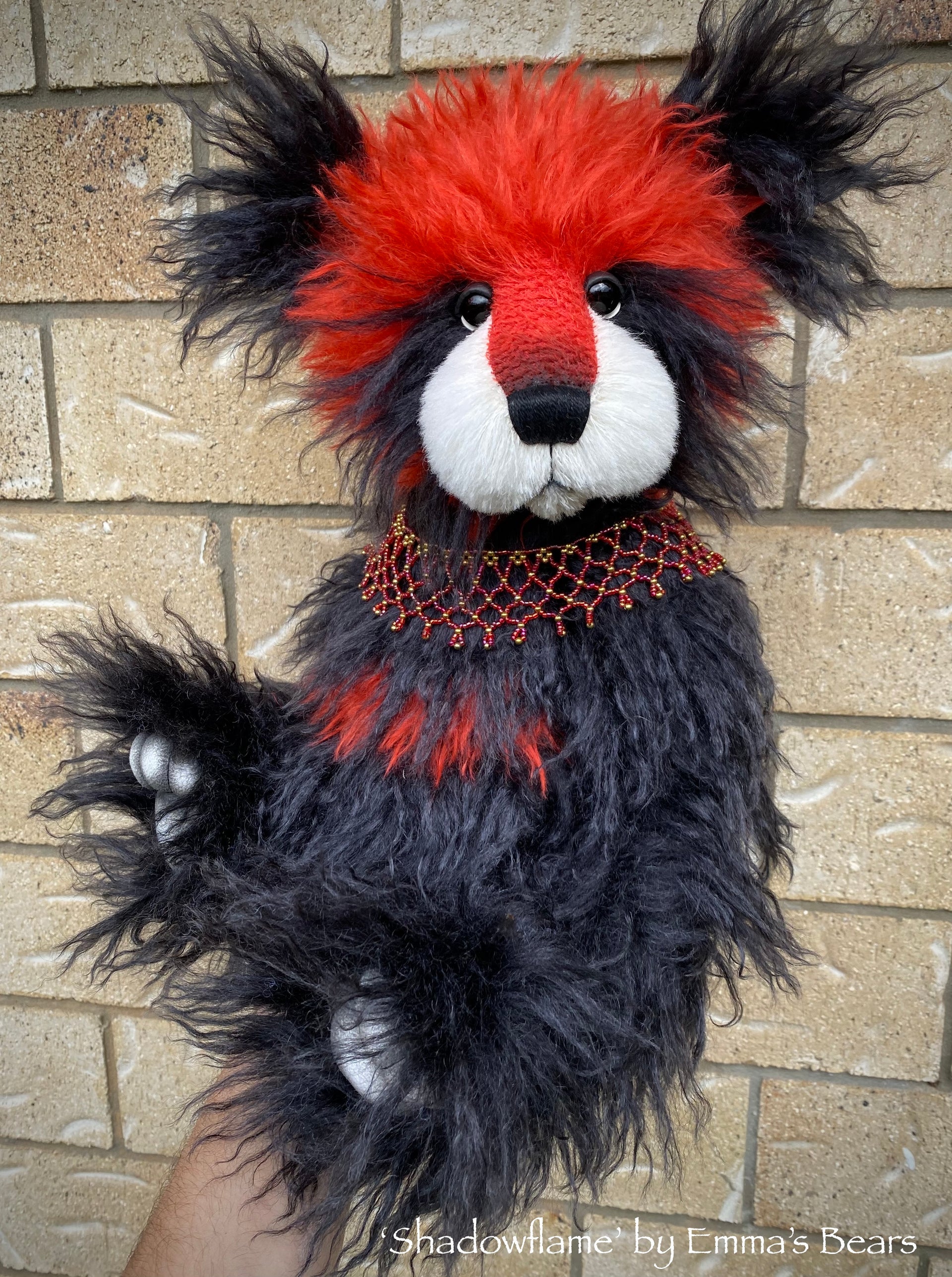 Shadowflame - 19" mohair artist panda bear by Emma's Bears - OOAK