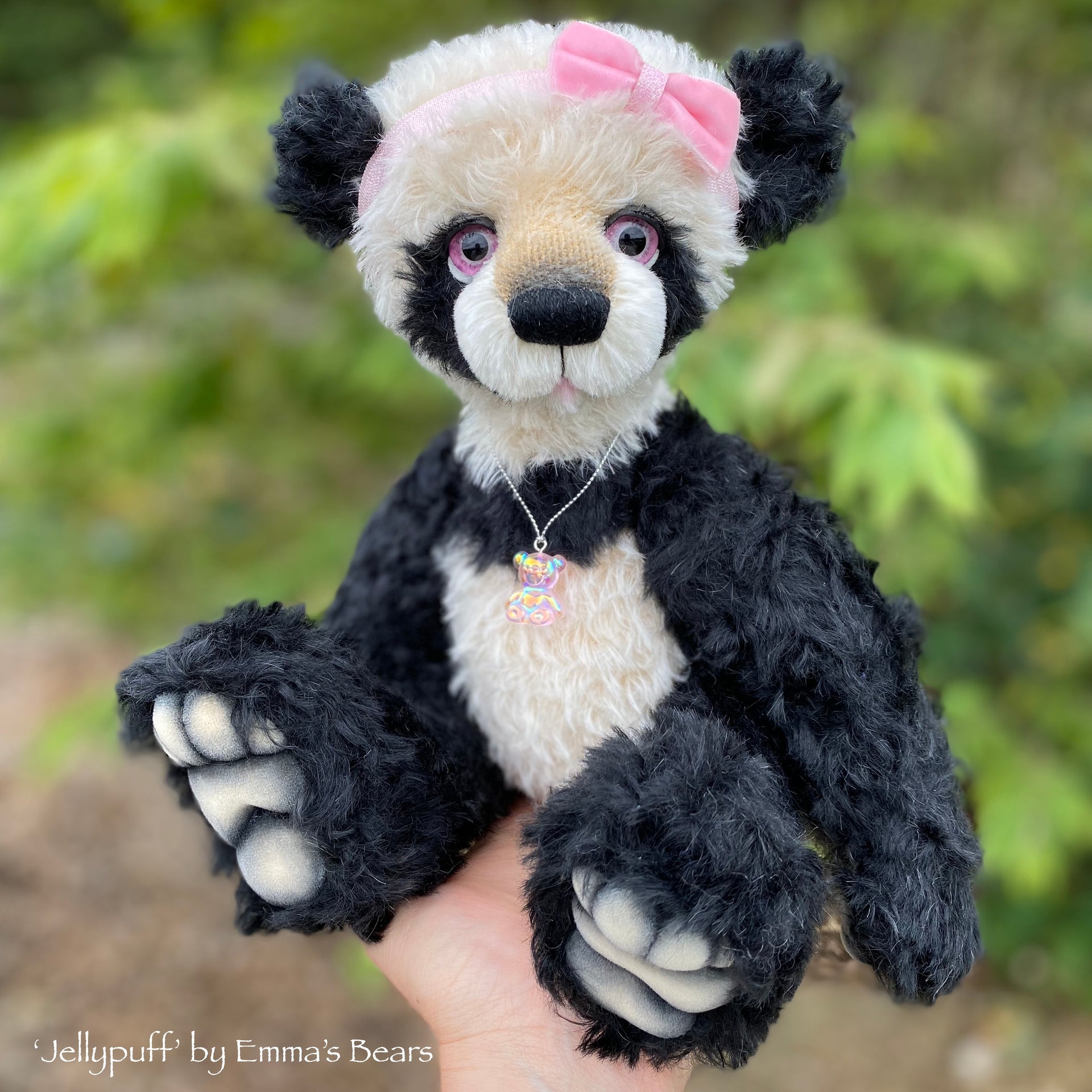 Jellypuff - 13" mohair artist panda bear by Emma's Bears - OOAK