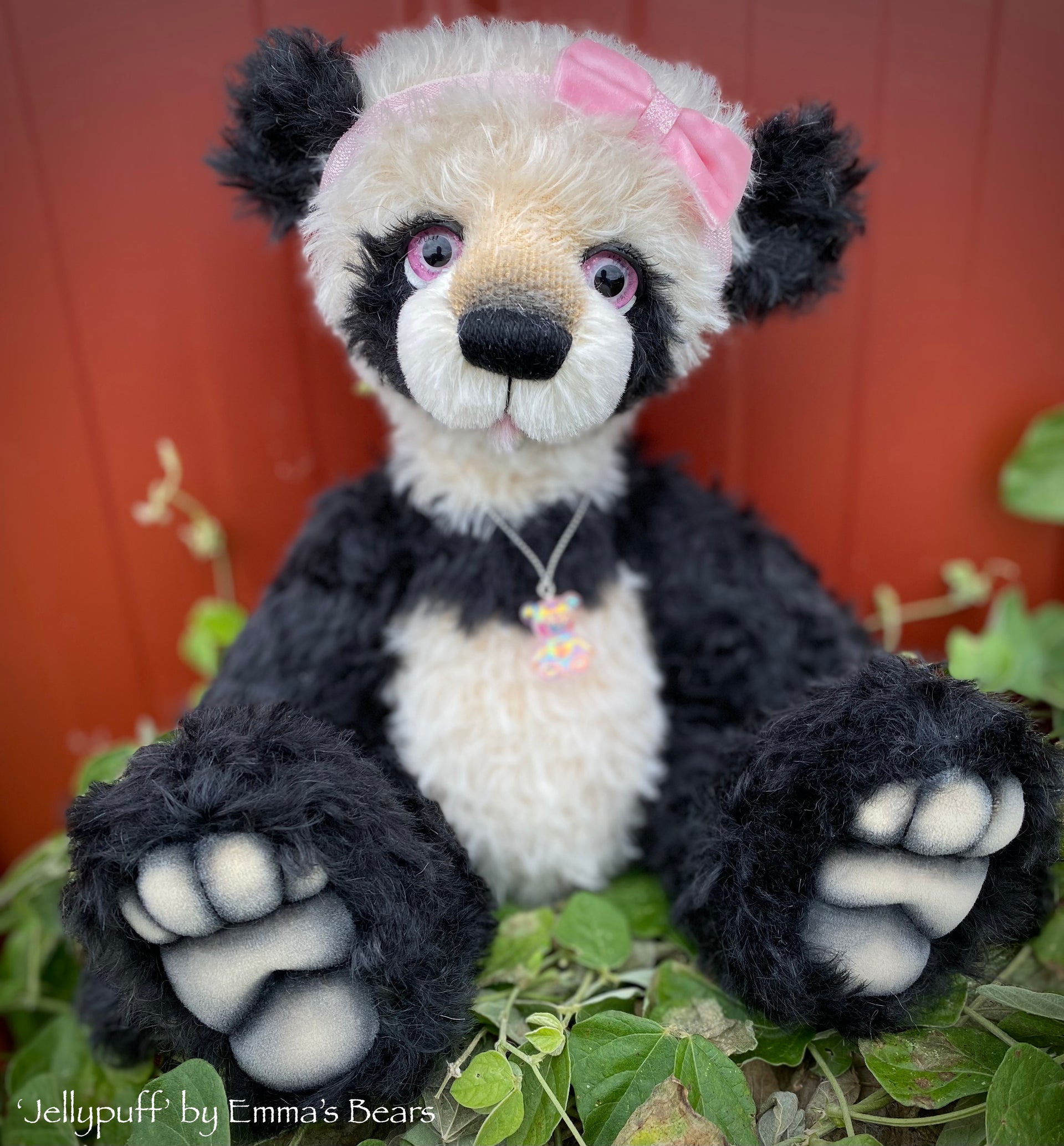 Jellypuff - 13" mohair artist panda bear by Emma's Bears - OOAK