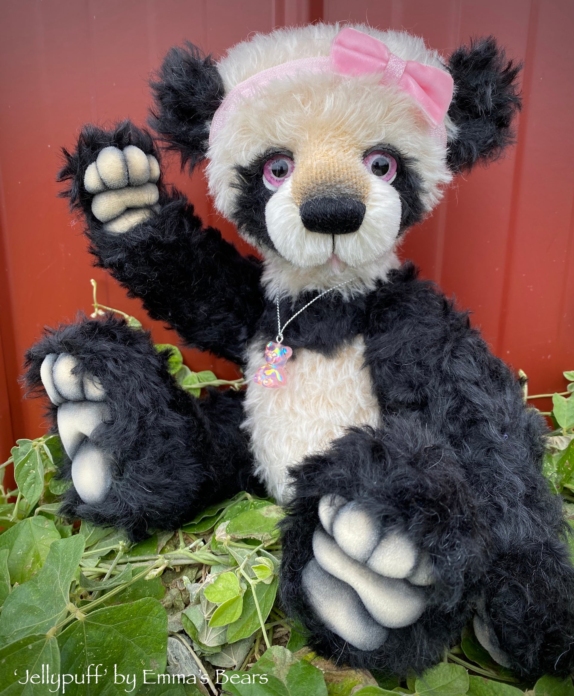 Jellypuff - 13" mohair artist panda bear by Emma's Bears - OOAK