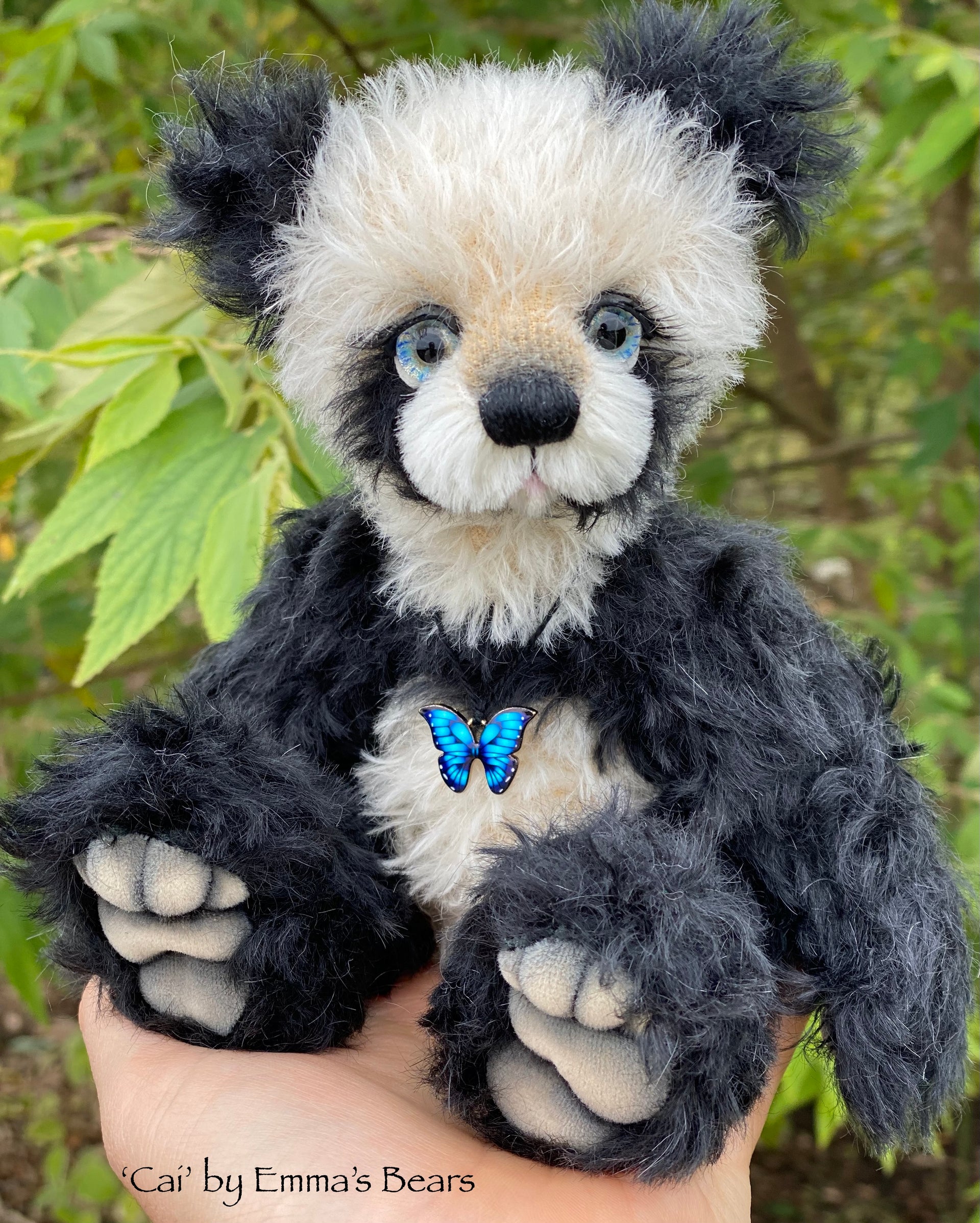 Cai - 9" mohair artist panda bear by Emma's Bears - OOAK