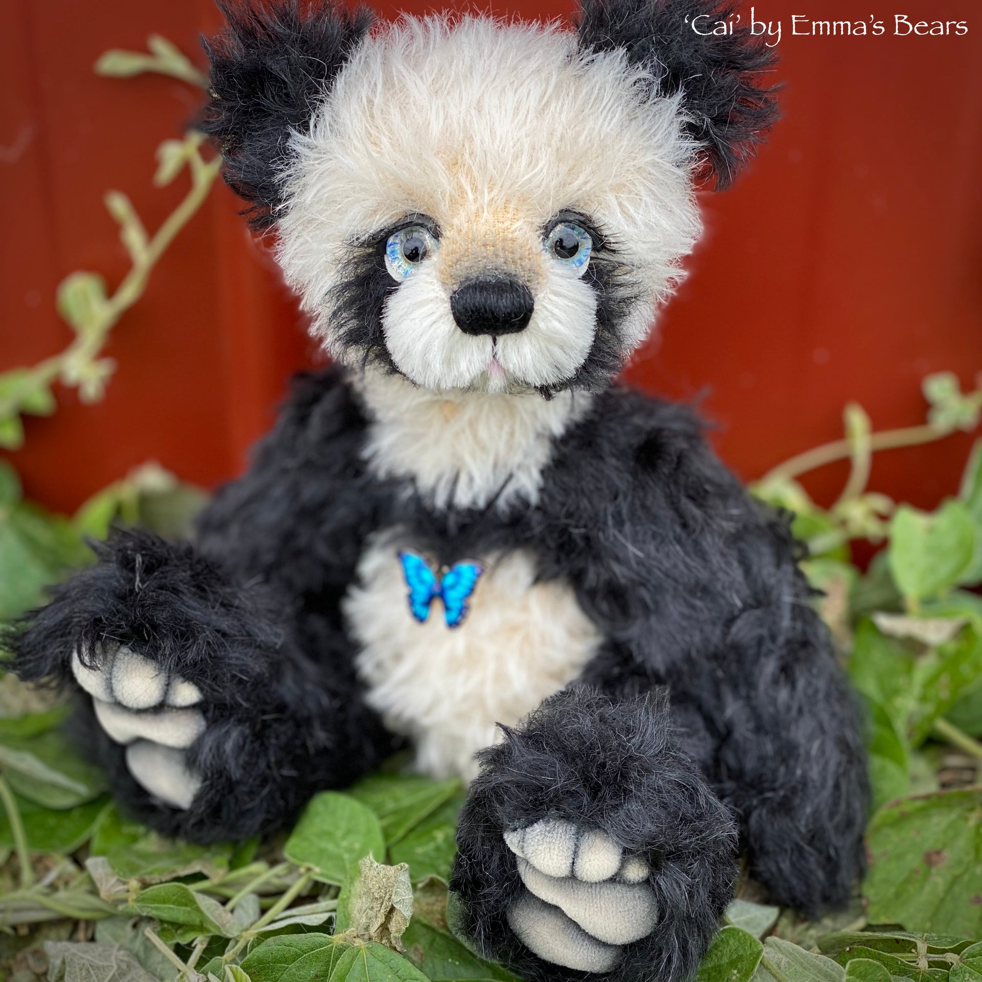 Cai - 9" mohair artist panda bear by Emma's Bears - OOAK