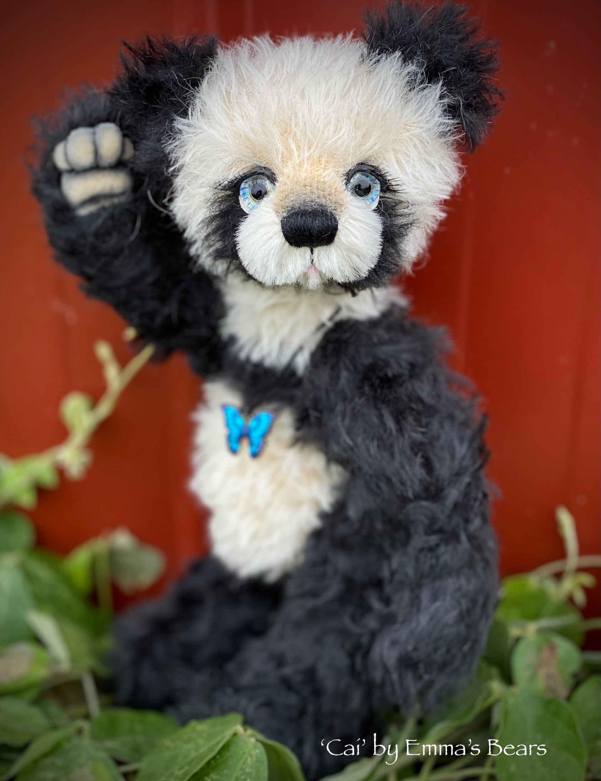 Cai - 9" mohair artist panda bear by Emma's Bears - OOAK
