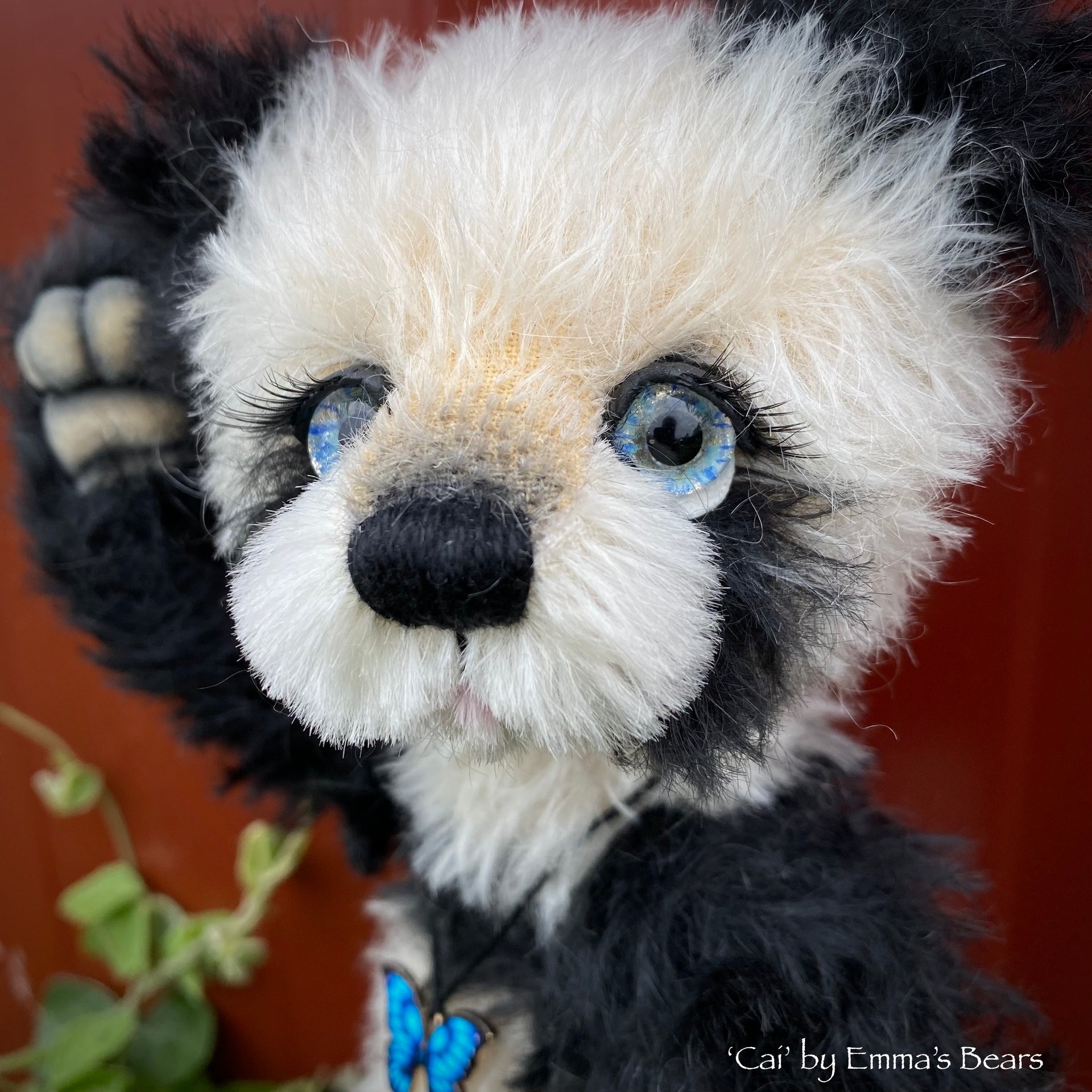Cai - 9" mohair artist panda bear by Emma's Bears - OOAK