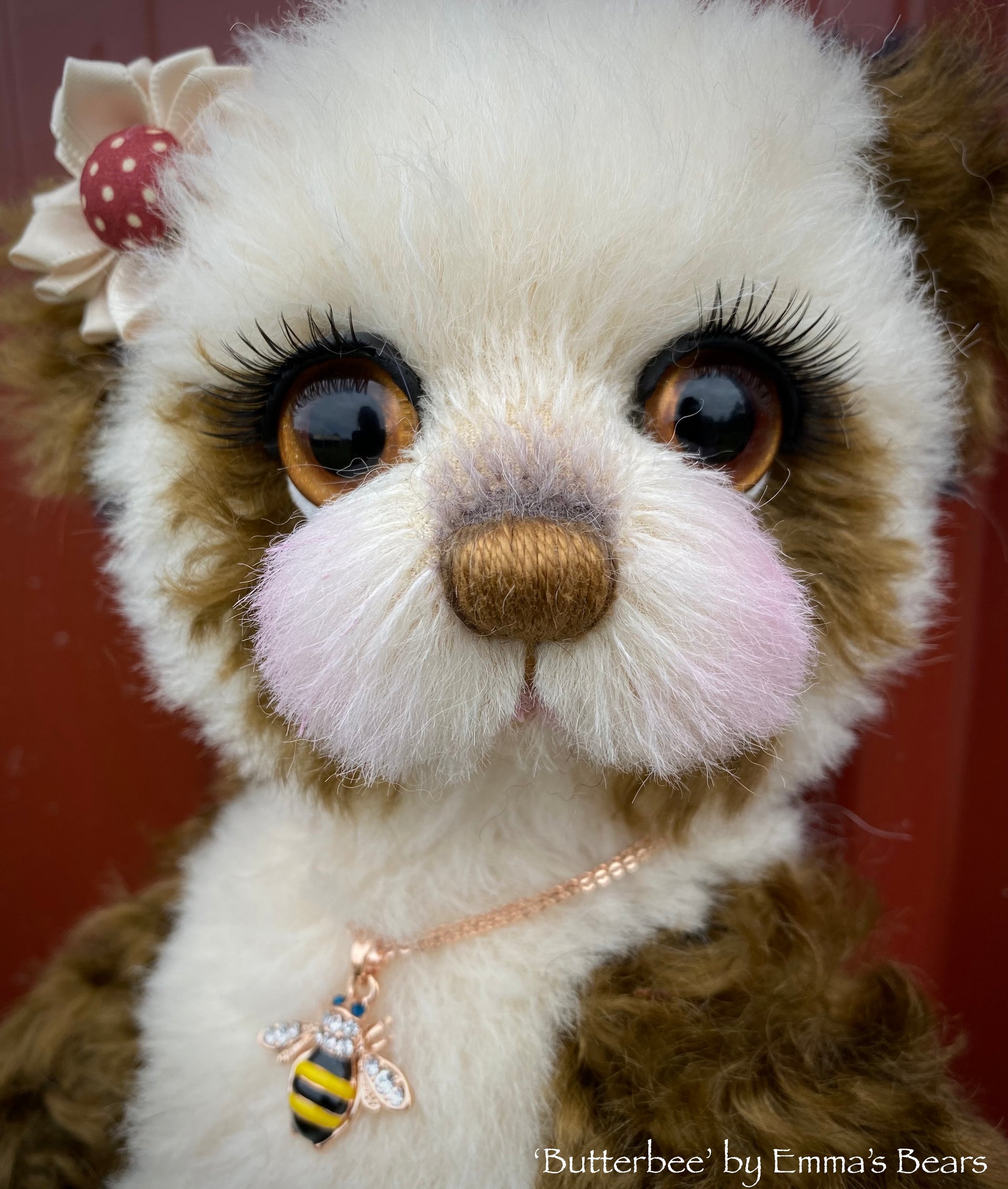 Butterbee - 12" curly kid mohair artist panda bear by Emma's Bears - OOAK