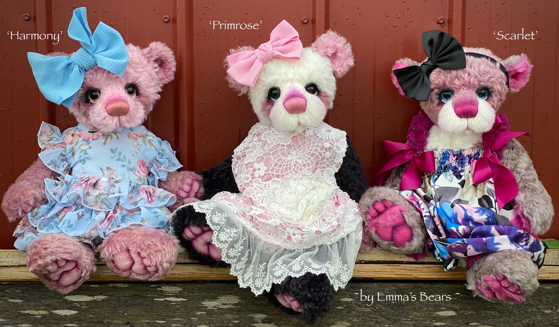 Scarlet - 18" Hand-dyed mohair Artist Baby Bear by Emma's Bears - OOAK