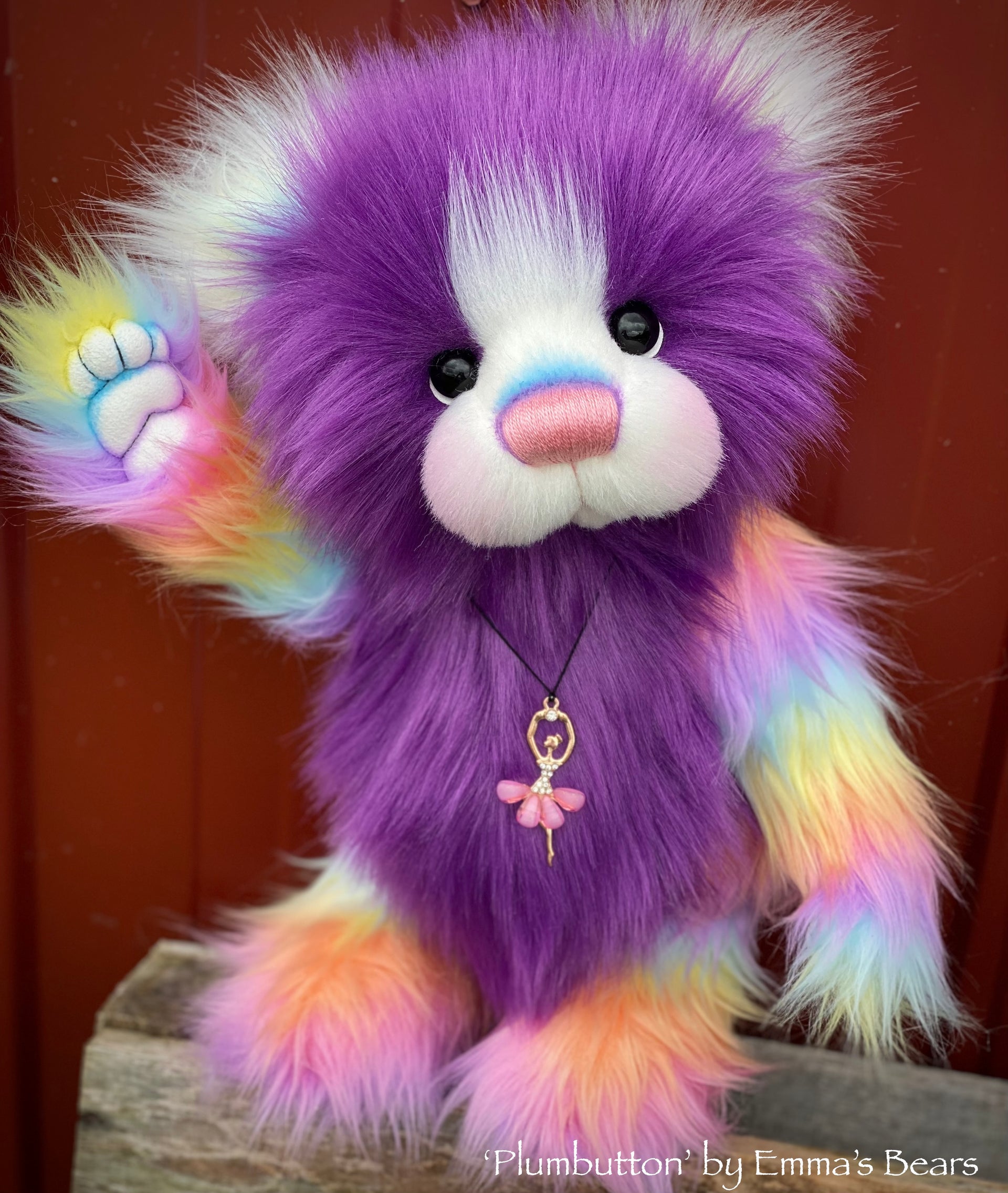 Plumbutton - 16" faux fur bear by Emmas Bears - OOAK
