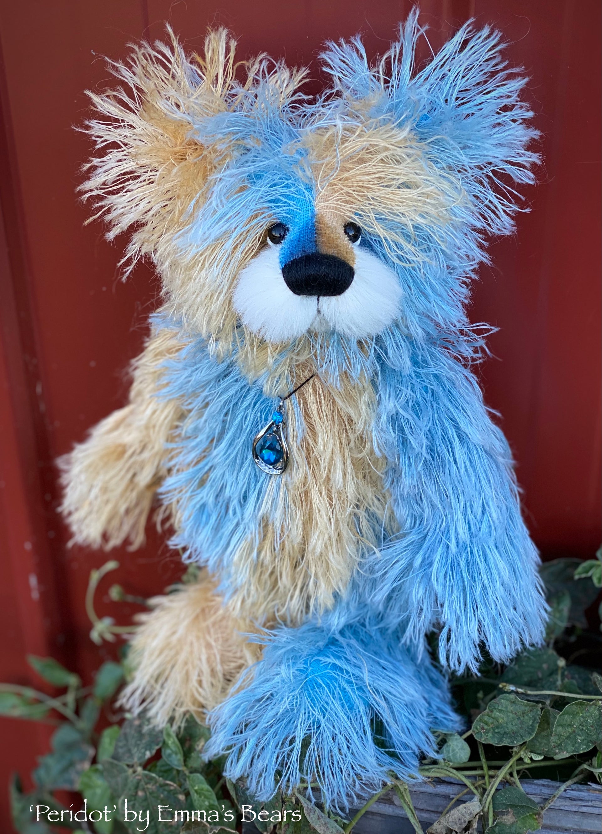 Peridot - 12" Hand Dyed String Mohair Artist Bear by Emma's Bears - OOAK