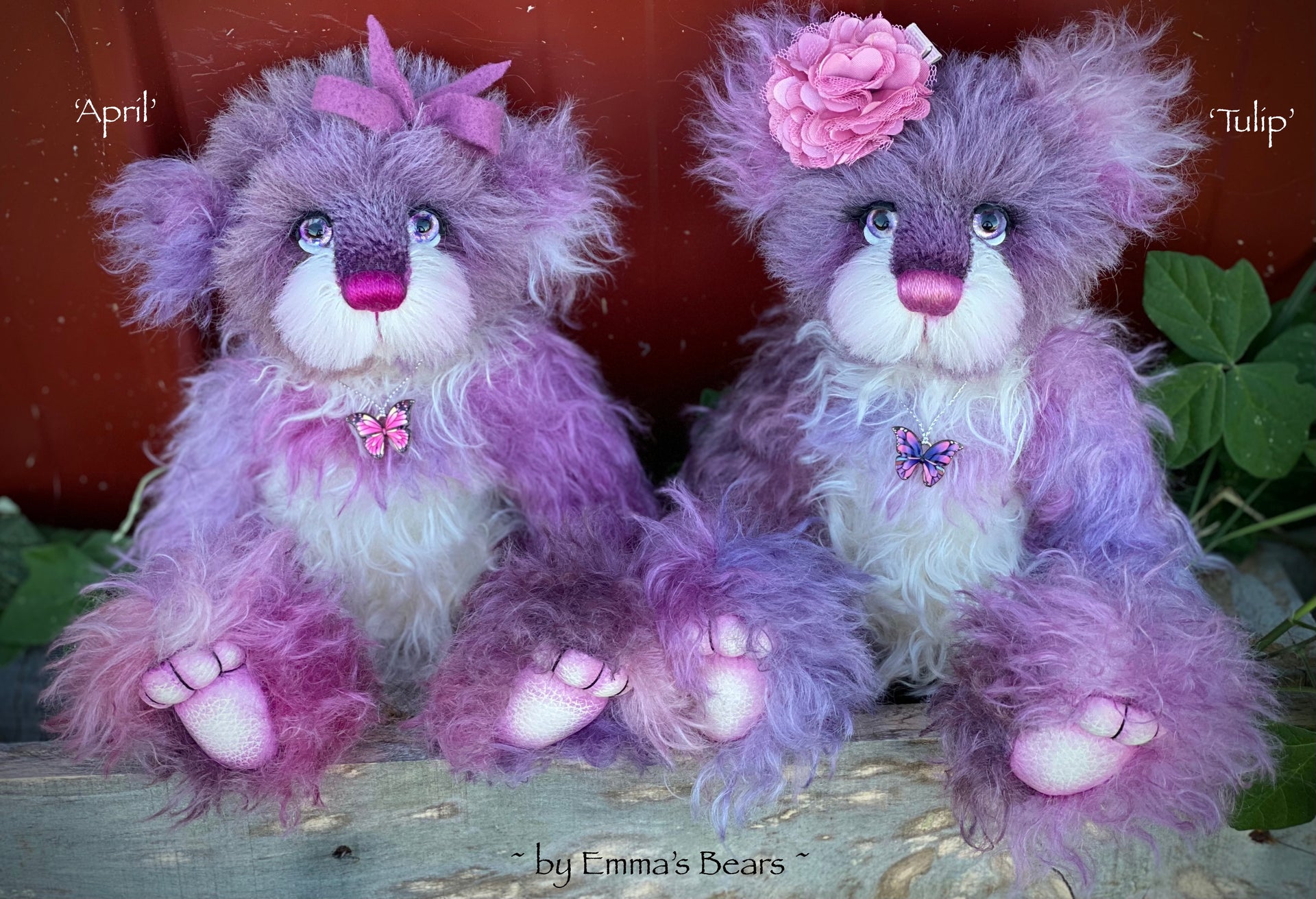 Tulip - 11" Hand-Dyed mohair and alpaca bear by Emma's Bears - OOAK