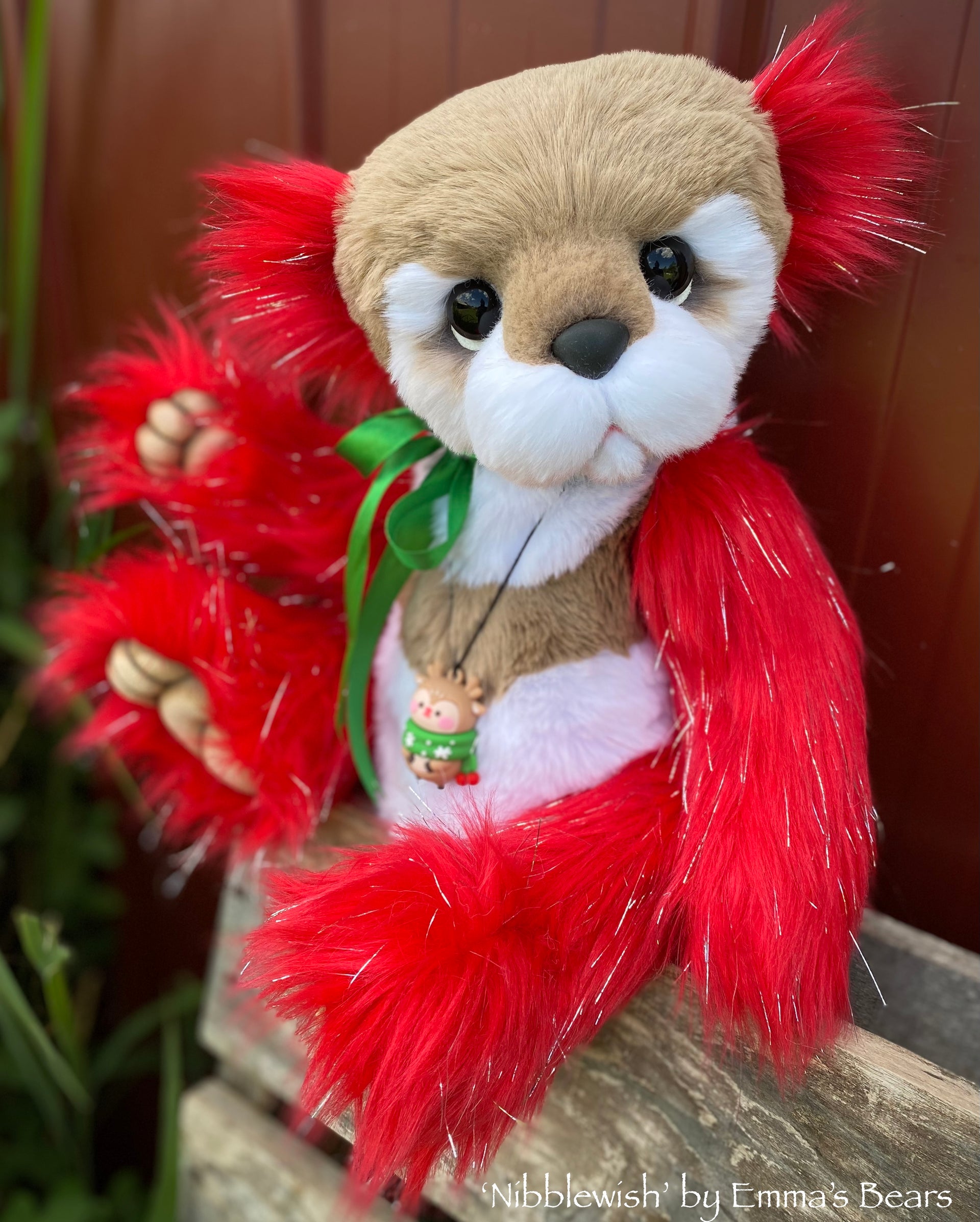 Nibblewish - 17" Faux Fur Christmas Artist Bear by Emma's Bears - OOAK