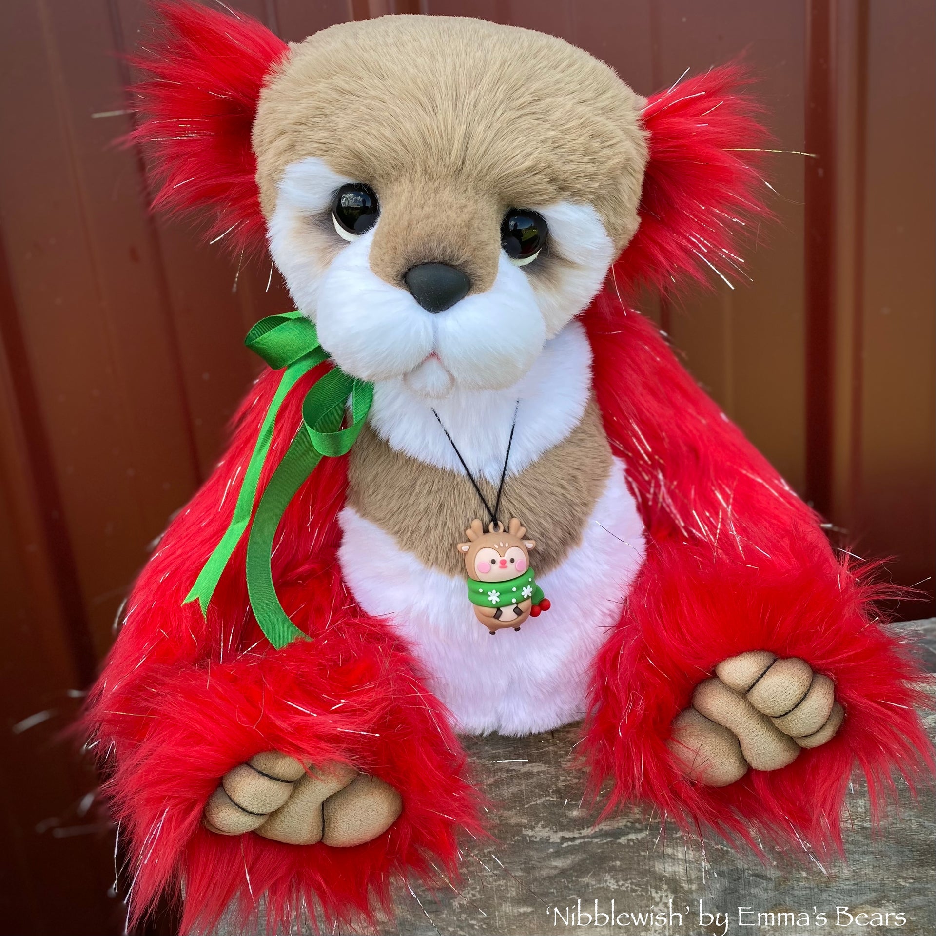 Nibblewish - 17" Faux Fur Christmas Artist Bear by Emma's Bears - OOAK