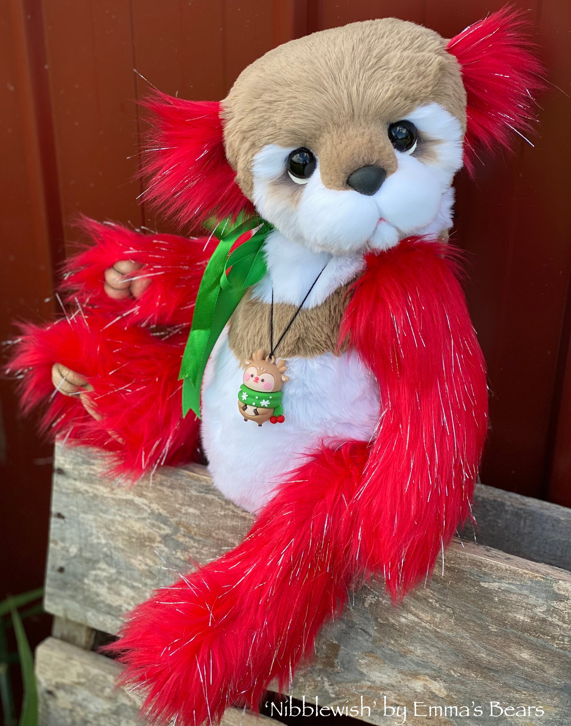 Nibblewish - 17" Faux Fur Christmas Artist Bear by Emma's Bears - OOAK