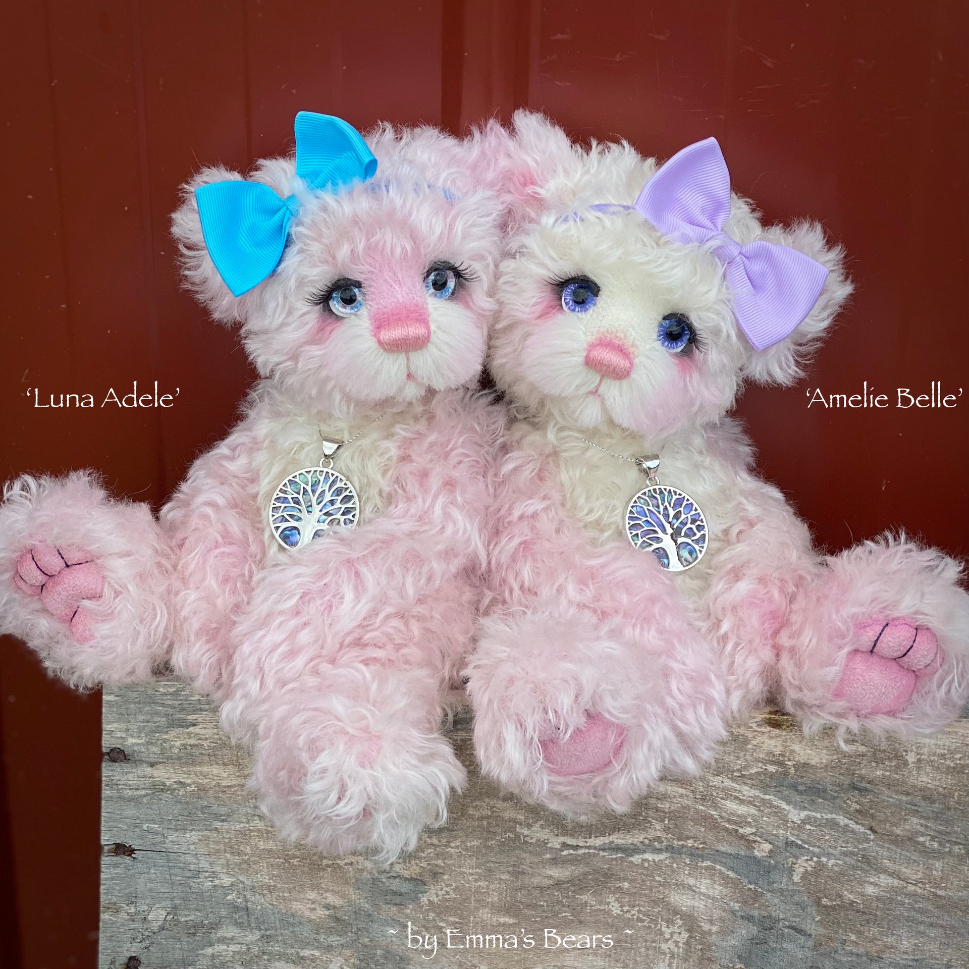 Luna Adele - 12" curly kid mohair artist panda bear by Emma's Bears - OOAK