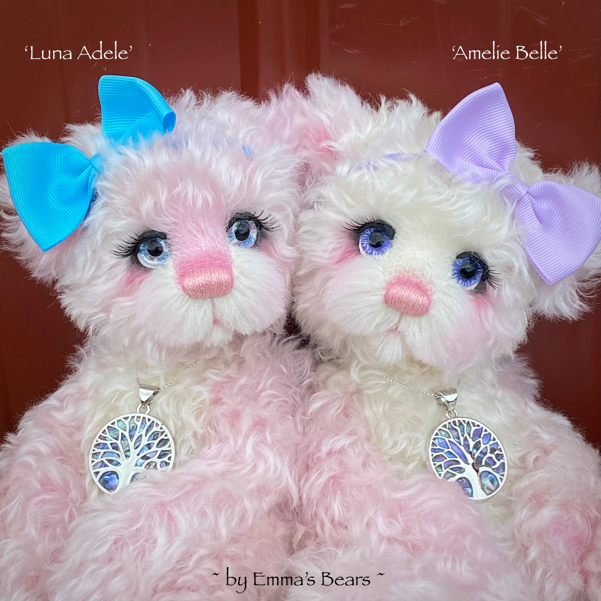 Luna Adele - 12" curly kid mohair artist panda bear by Emma's Bears - OOAK