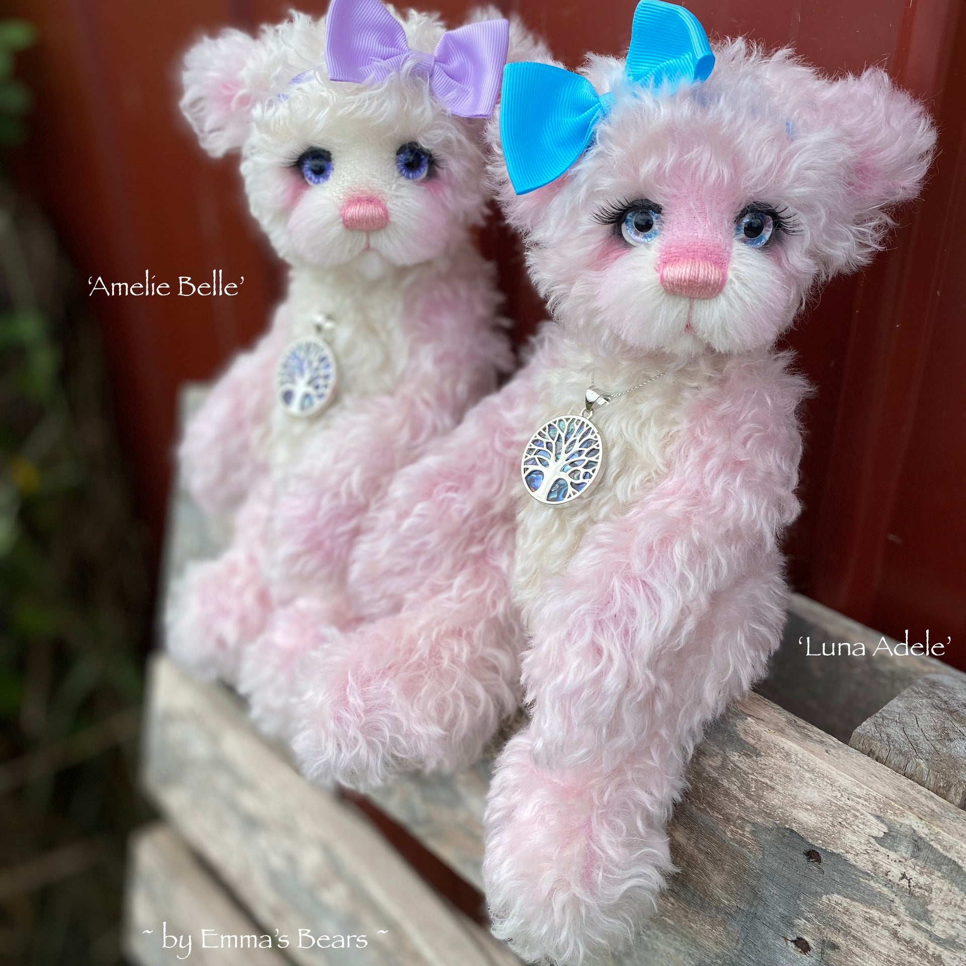 Luna Adele - 12" curly kid mohair artist panda bear by Emma's Bears - OOAK