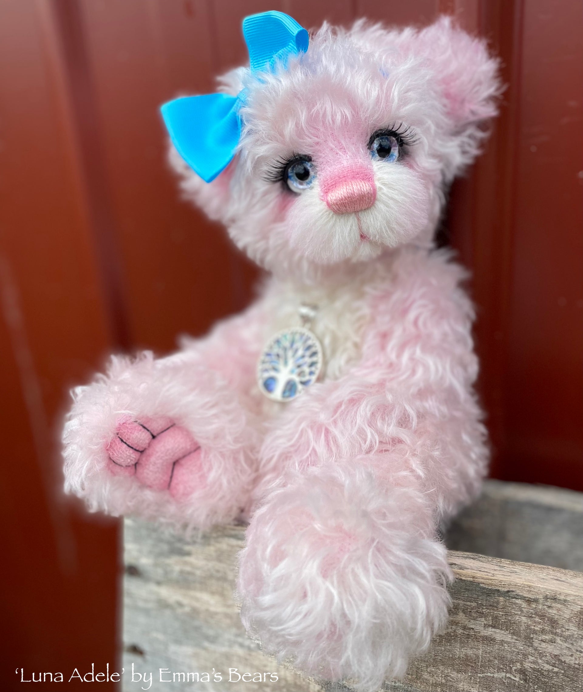 Luna Adele - 12" curly kid mohair artist panda bear by Emma's Bears - OOAK